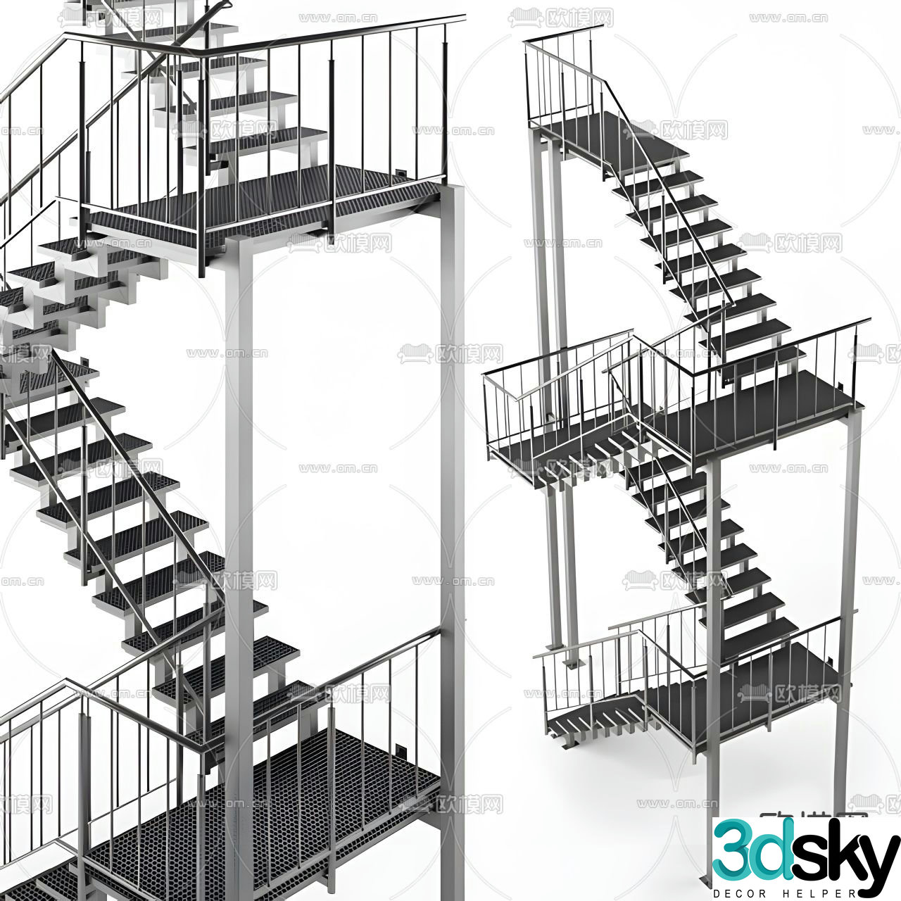 Outdoor stairs iron staircase 3d model