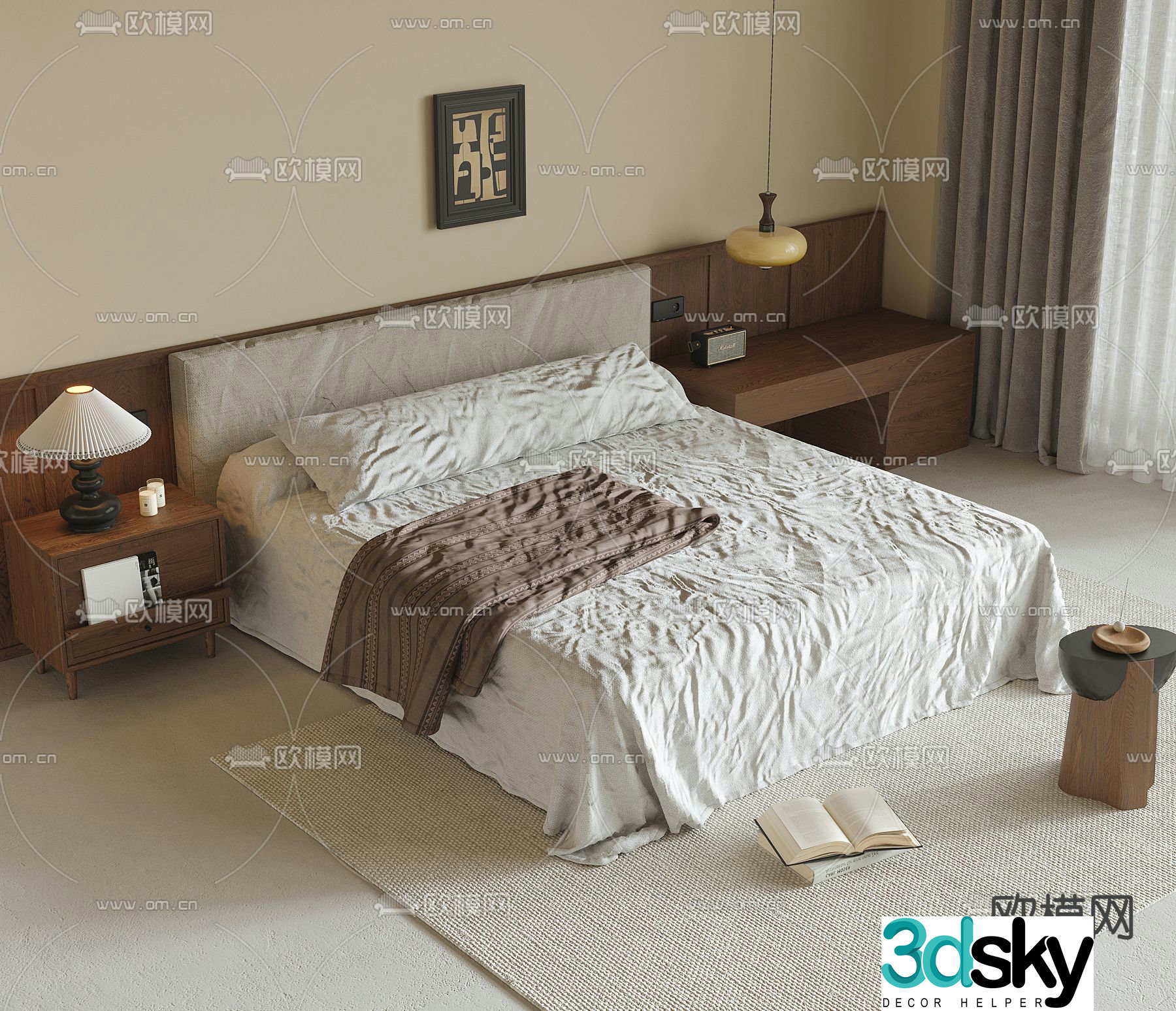 Medieval style double bed 3d model