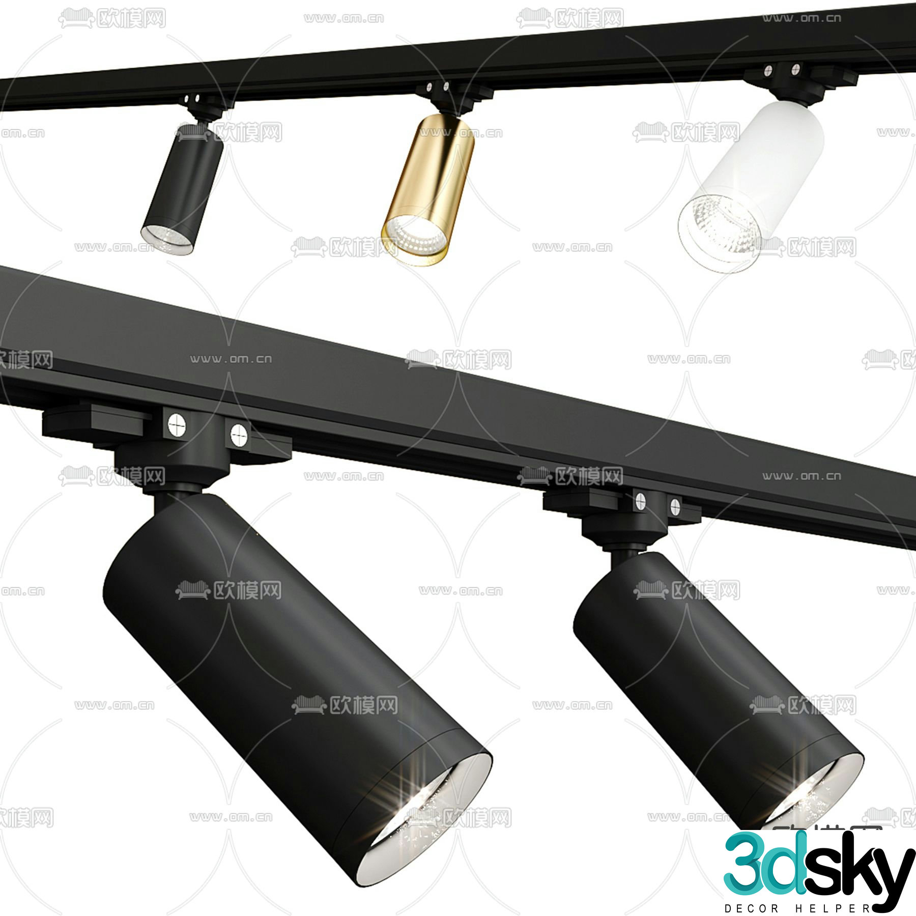 Surface mounted downlight spotlight track light 3d model