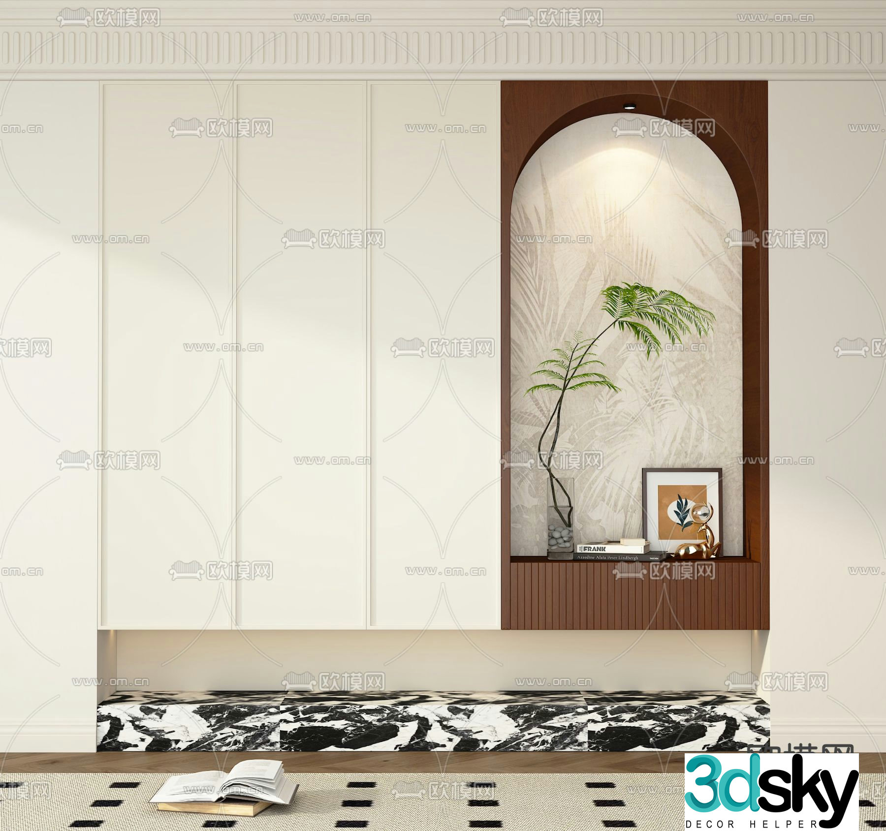 French entryway shoe cabinet 3d model