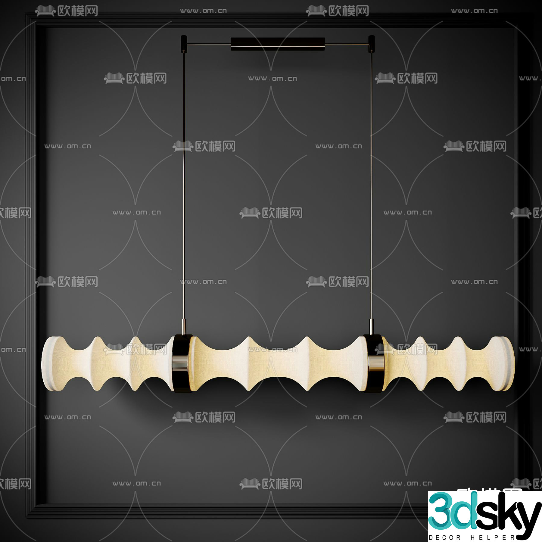 Long chandelier restaurant chandelier 3d model