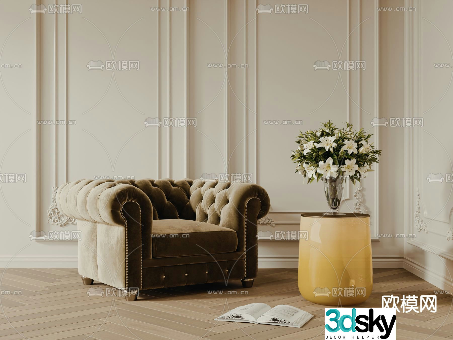 French sofa single sofa 3d model