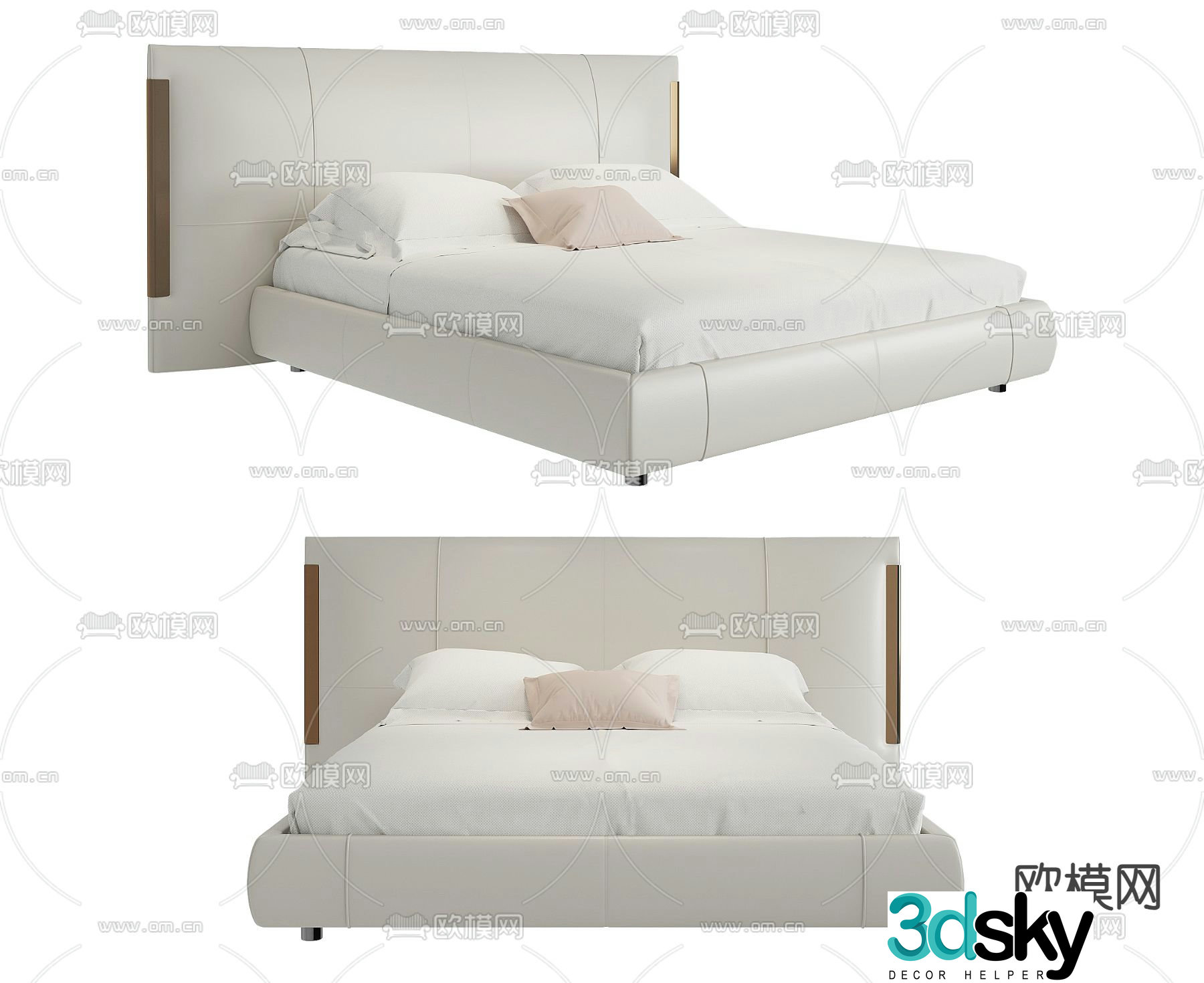 Modern double bed 3d model
