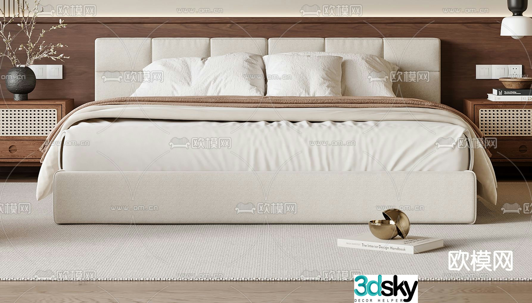 Medieval style double bed 3d model