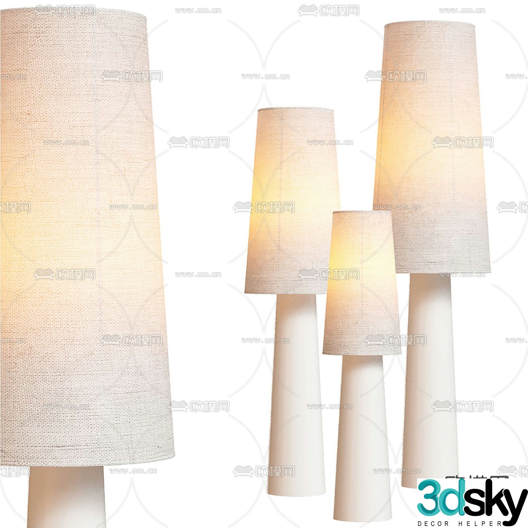 Wabi-sabi floor lamp fabric floor lamp 3d model