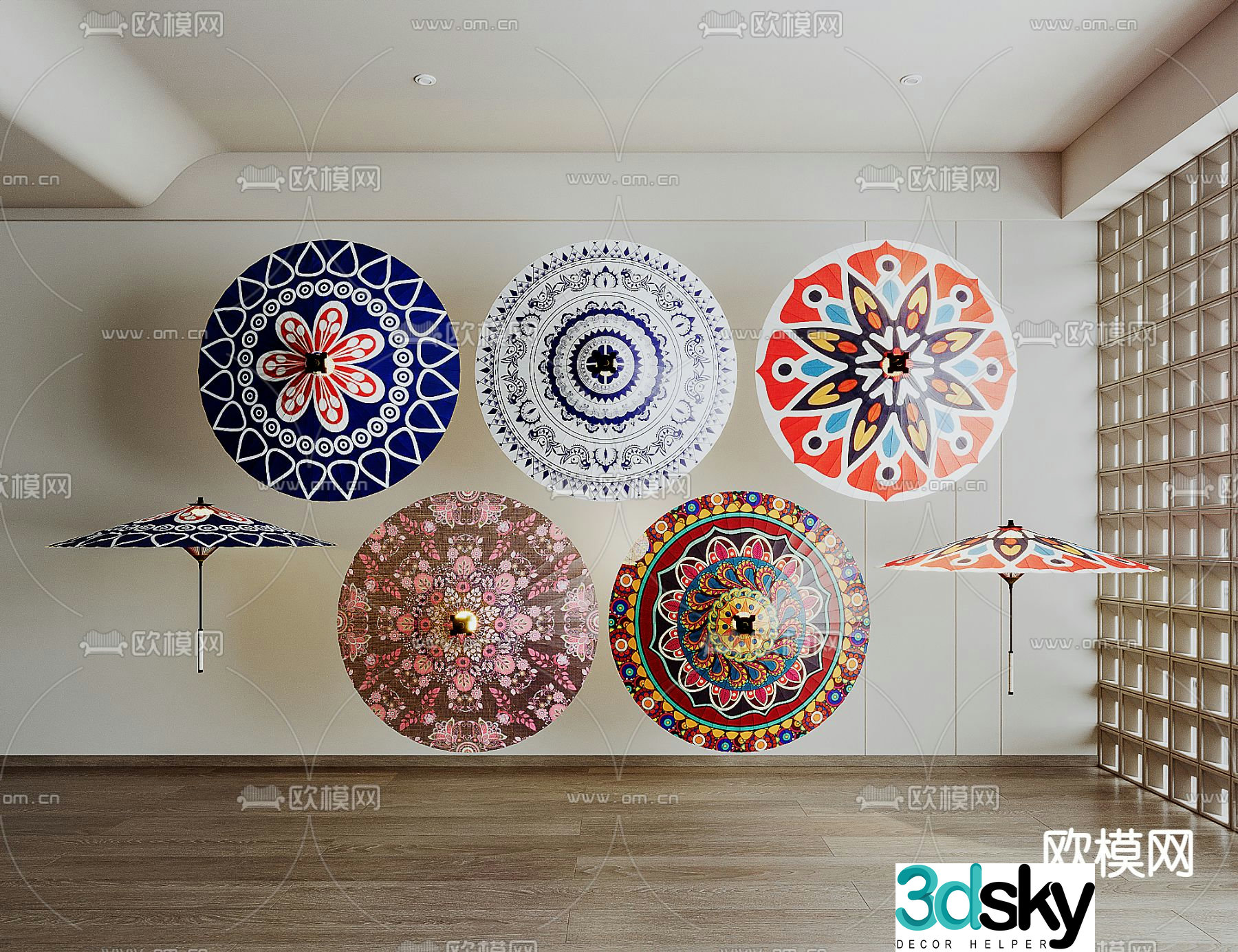 New Chinese oil paper umbrella 3d model