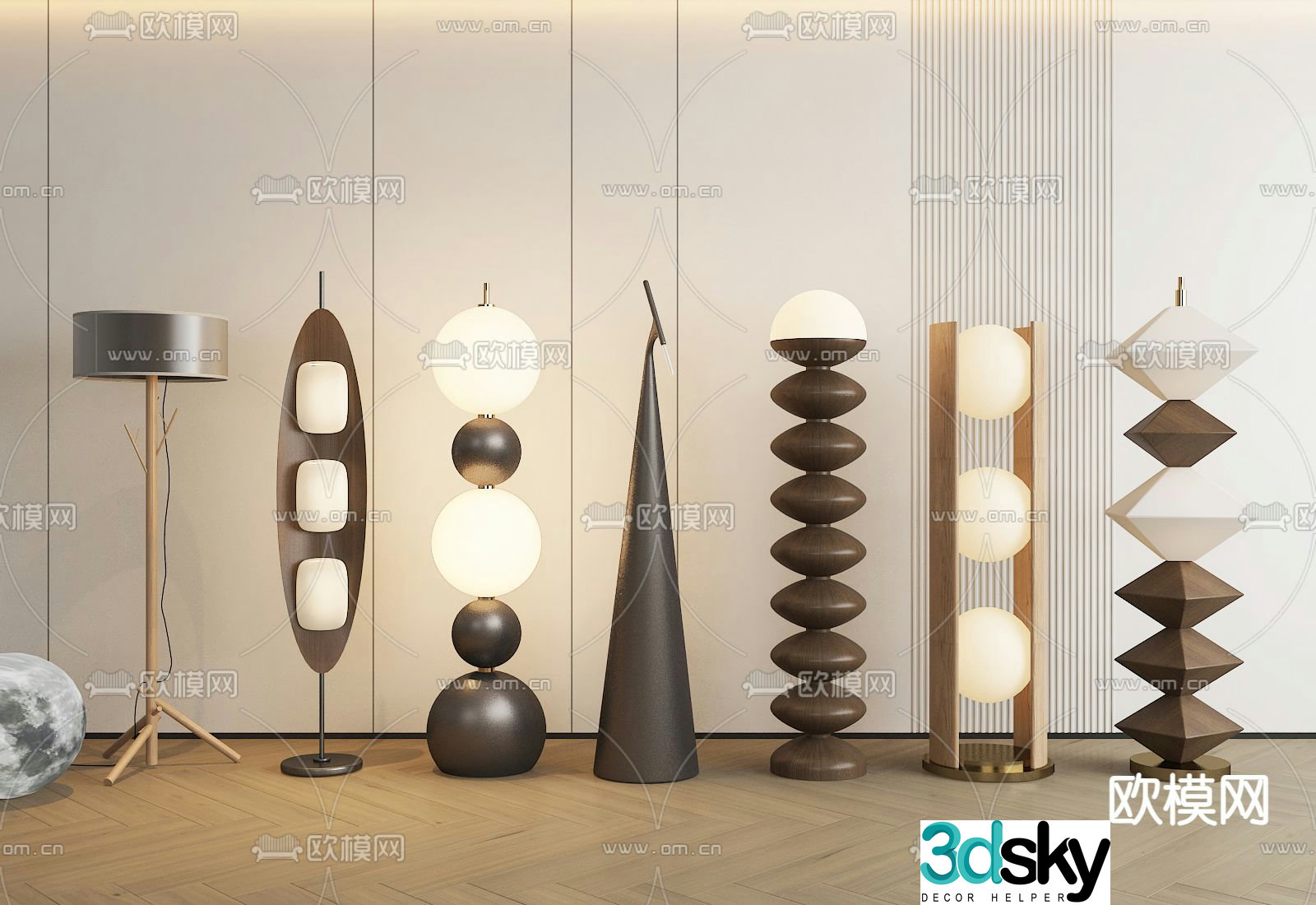 Medieval style floor lamp wabi-sabi floor lamp 3d model