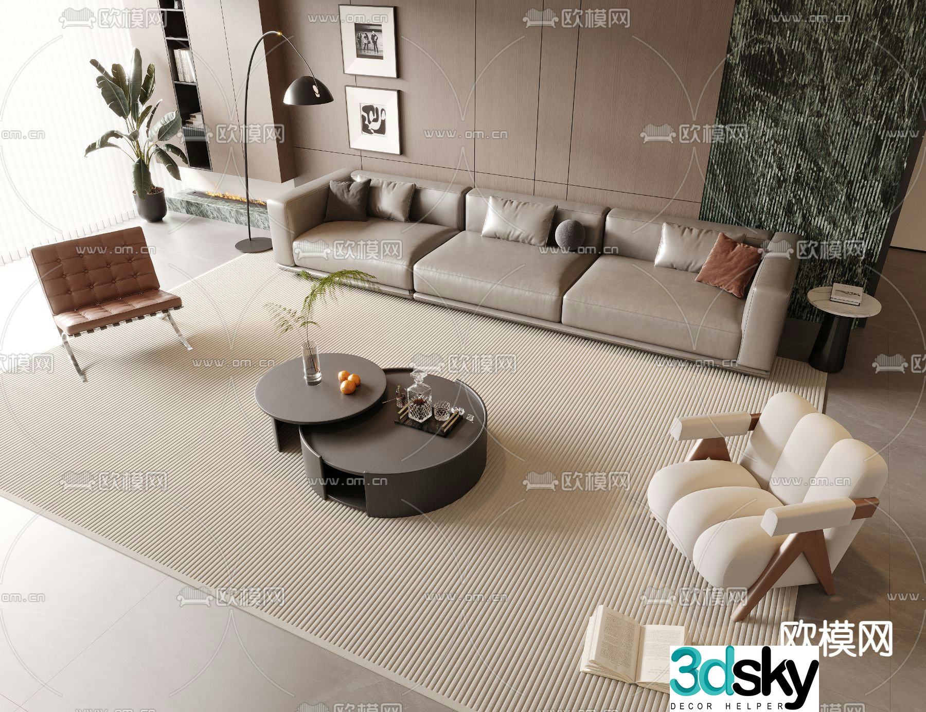 Modern sectional sofa 3d model