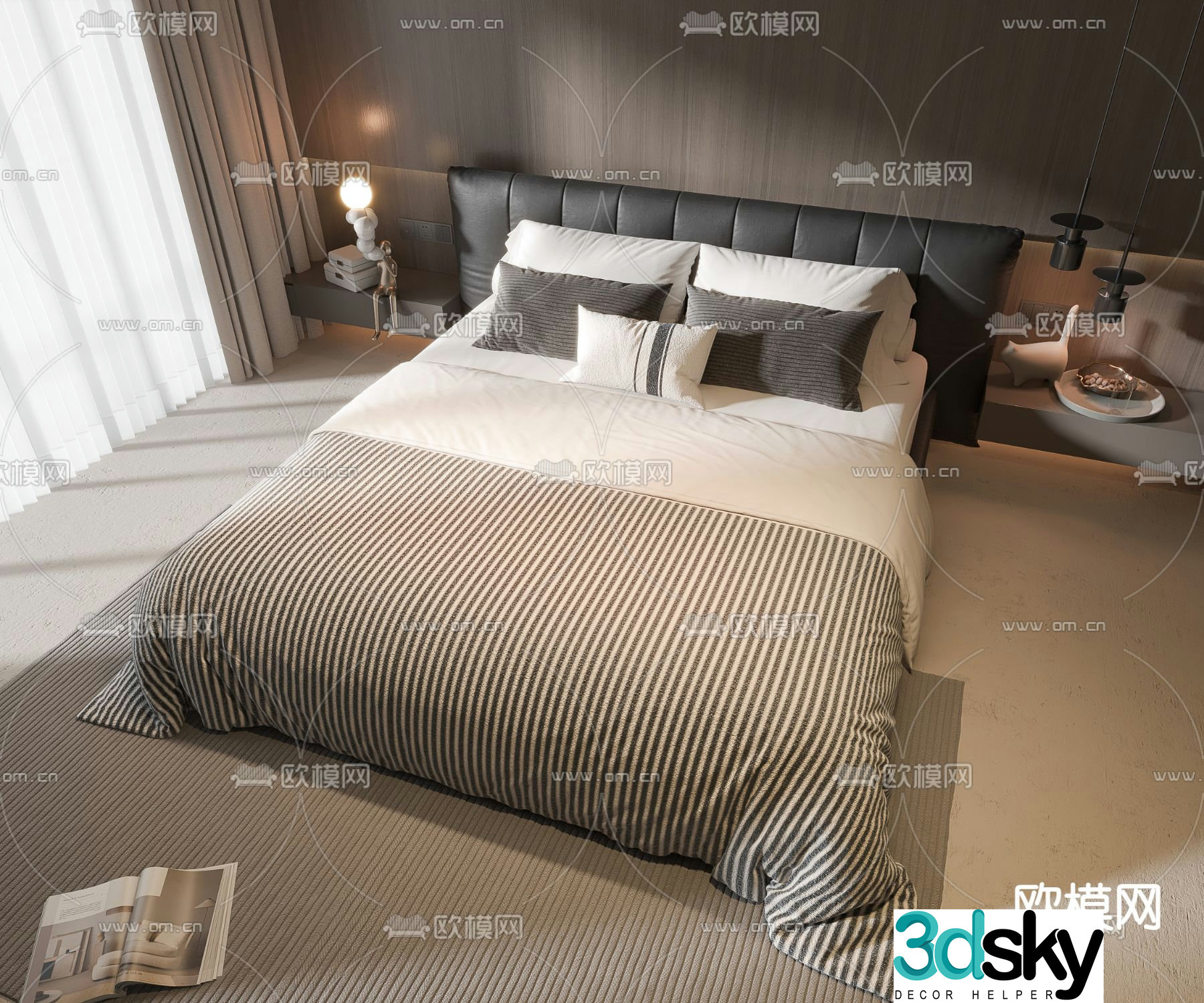 Modern double bed 3d model
