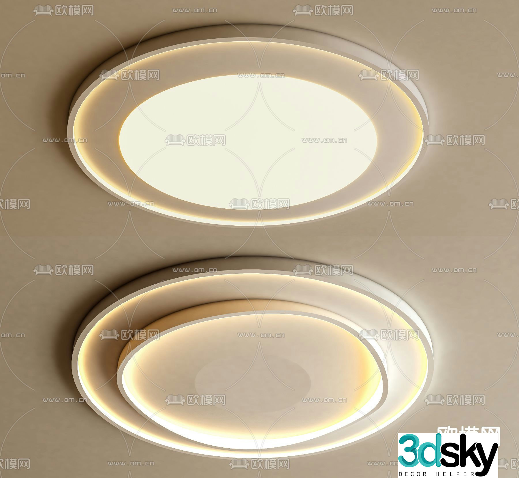 Cream style ceiling lamp round ceiling lamp bedroom lamp 3d model