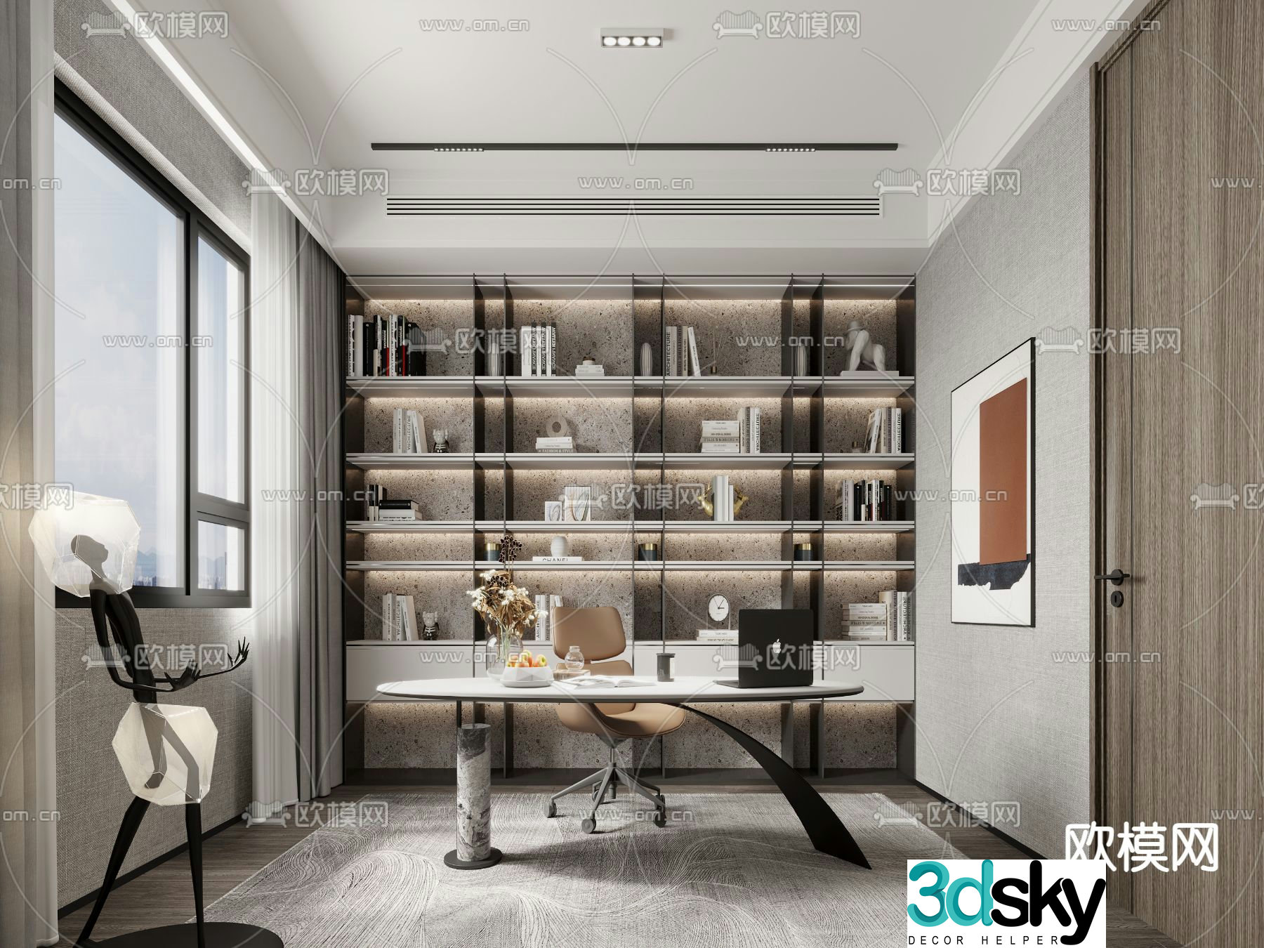 Modern study 3d model