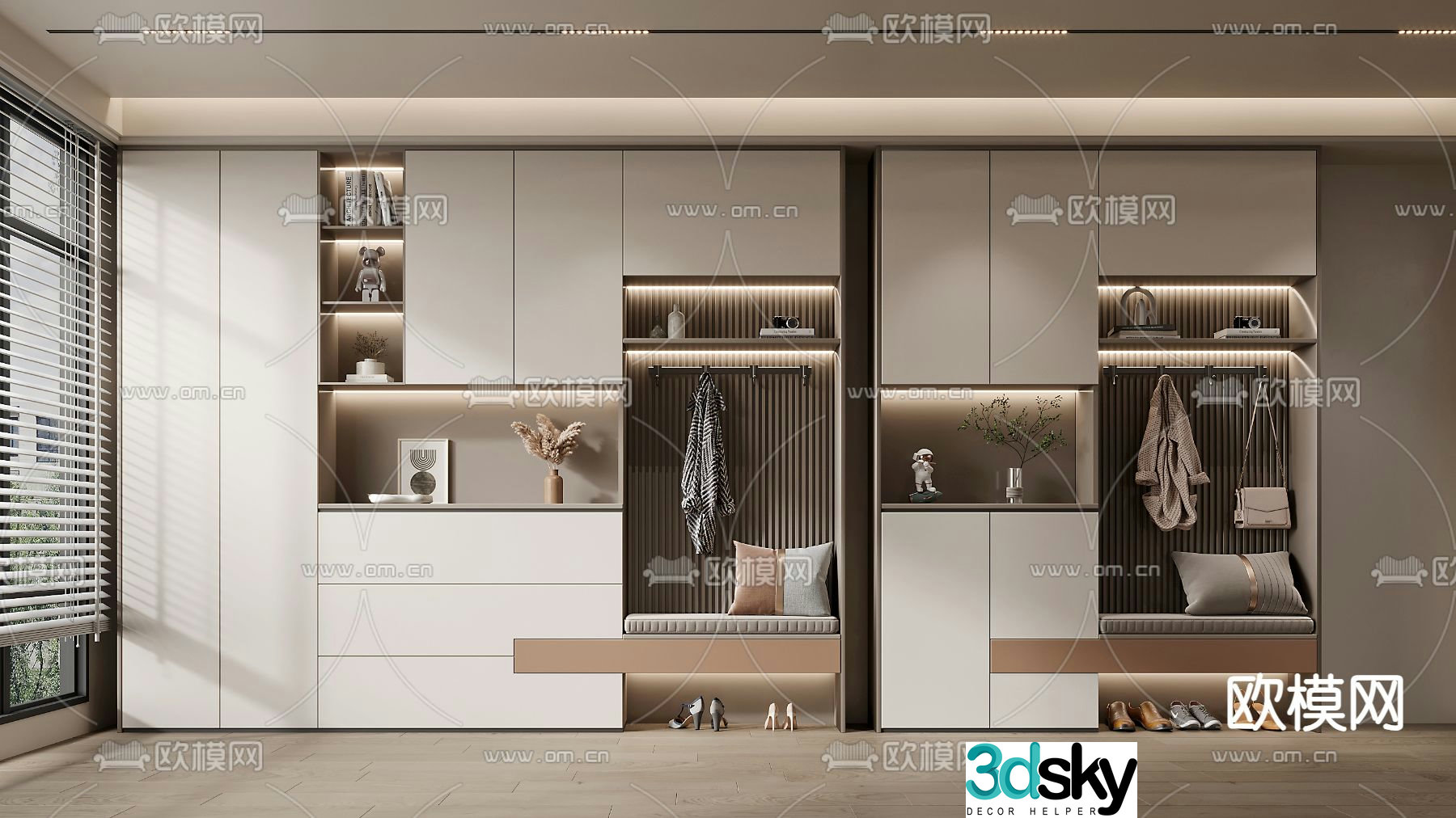 Modern entrance shoe cabinet 3d model