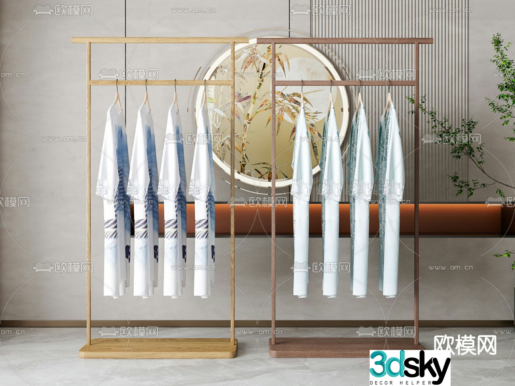 New Chinese style clothes hanger 3d model