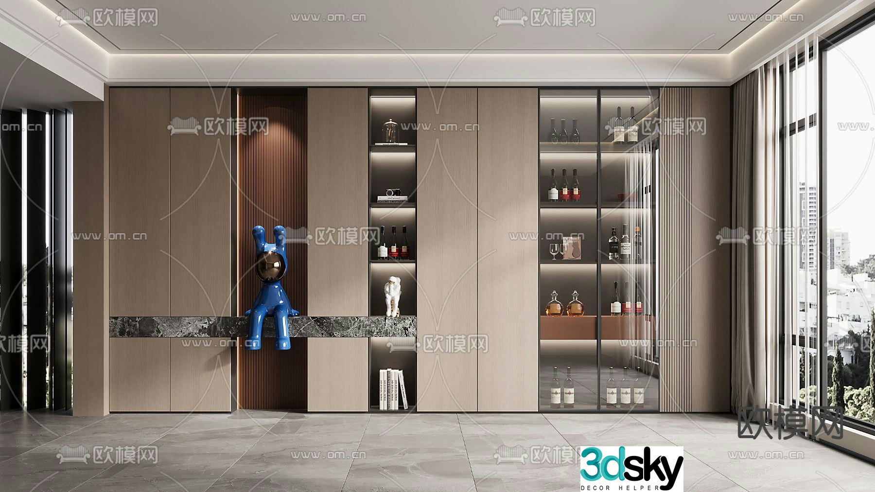 Wine cabinet sideboard 3d model