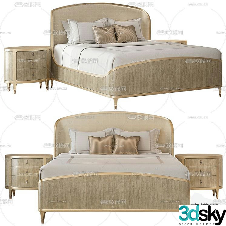 Modern double bed 3d model