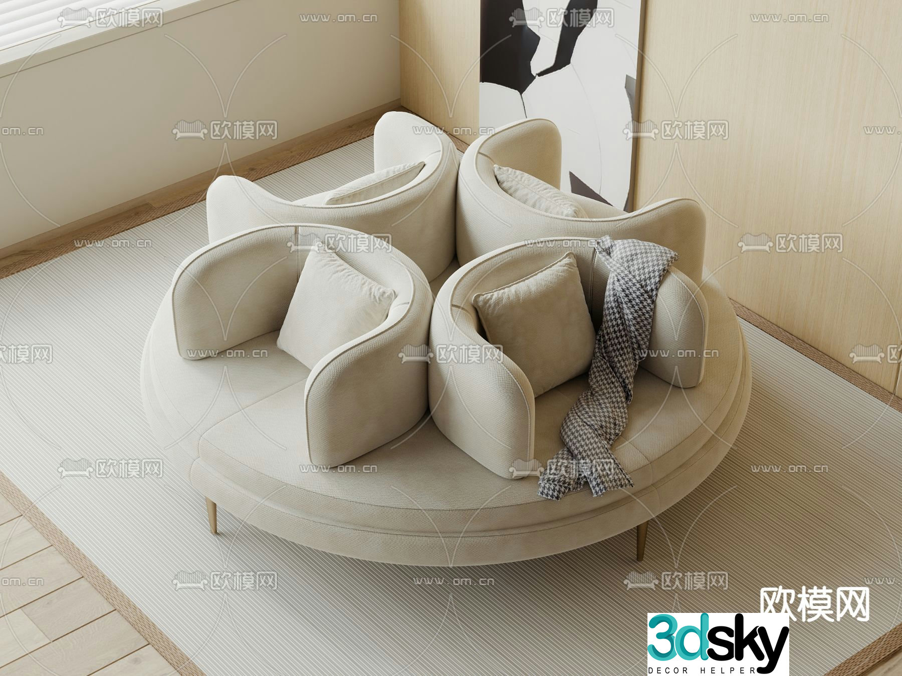 Round sofa booth sofa 3d model