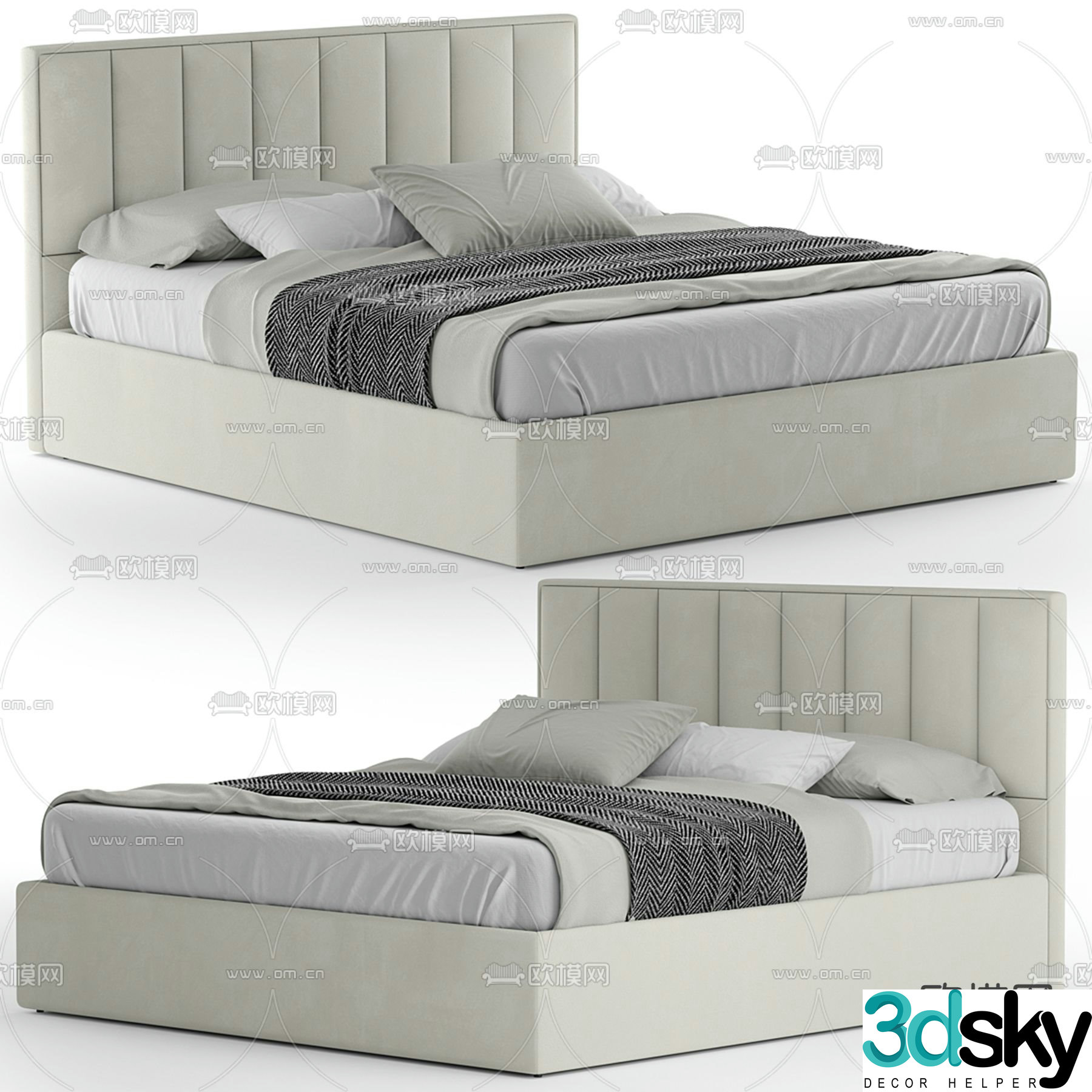 Bed Claire Maybellum leather double bed 3d model