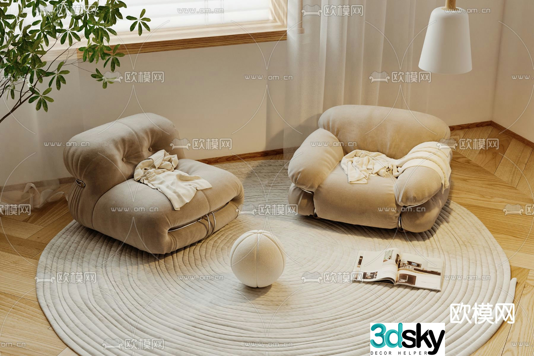 Beanbag single sofa 3d model