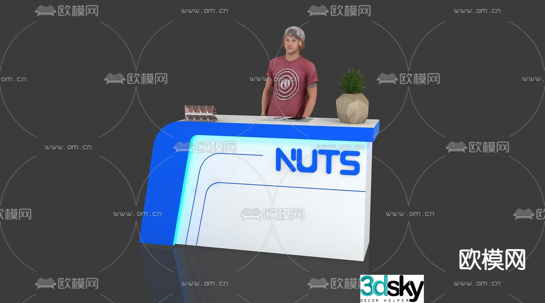 Reception desk front desk service desk information desk exhibition front desk 3d model