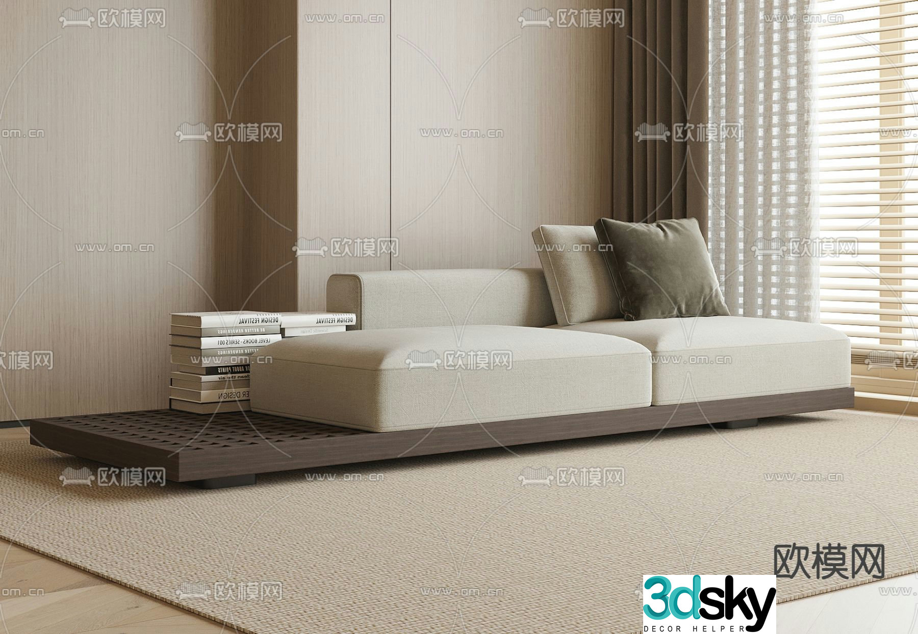 Double sofa upholstered sofa 3d model