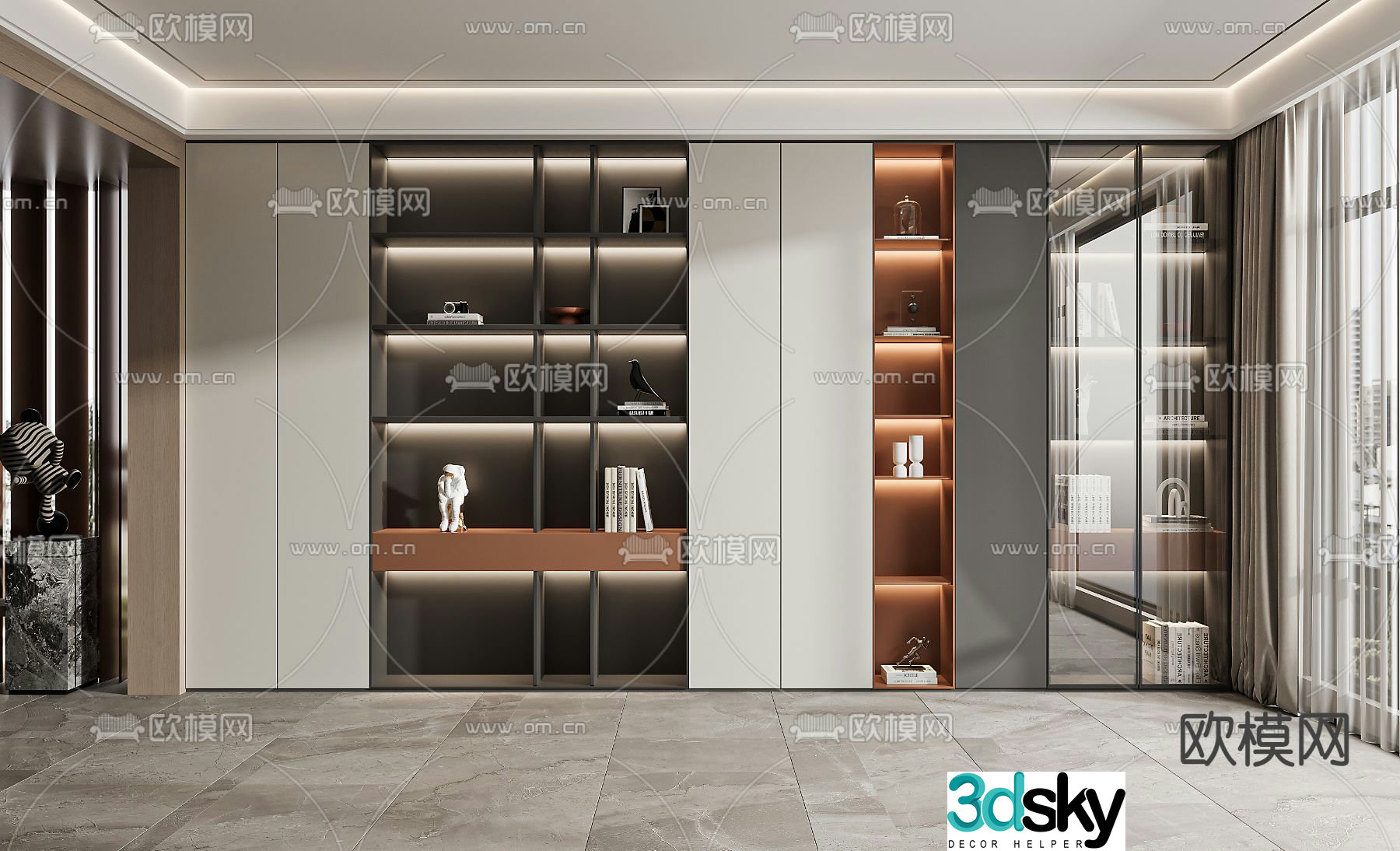 Bookcase display cabinet 3d model
