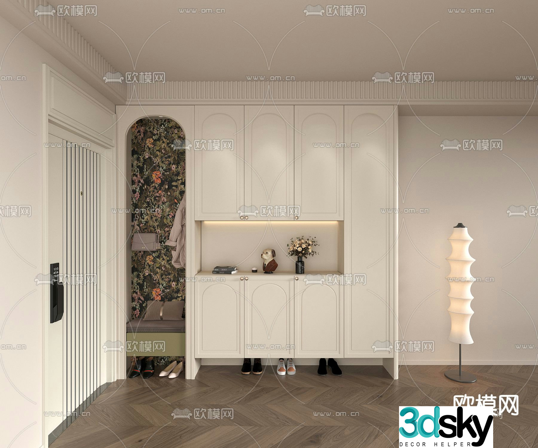 French shoe cabinet shoe and hat cabinet 3d model