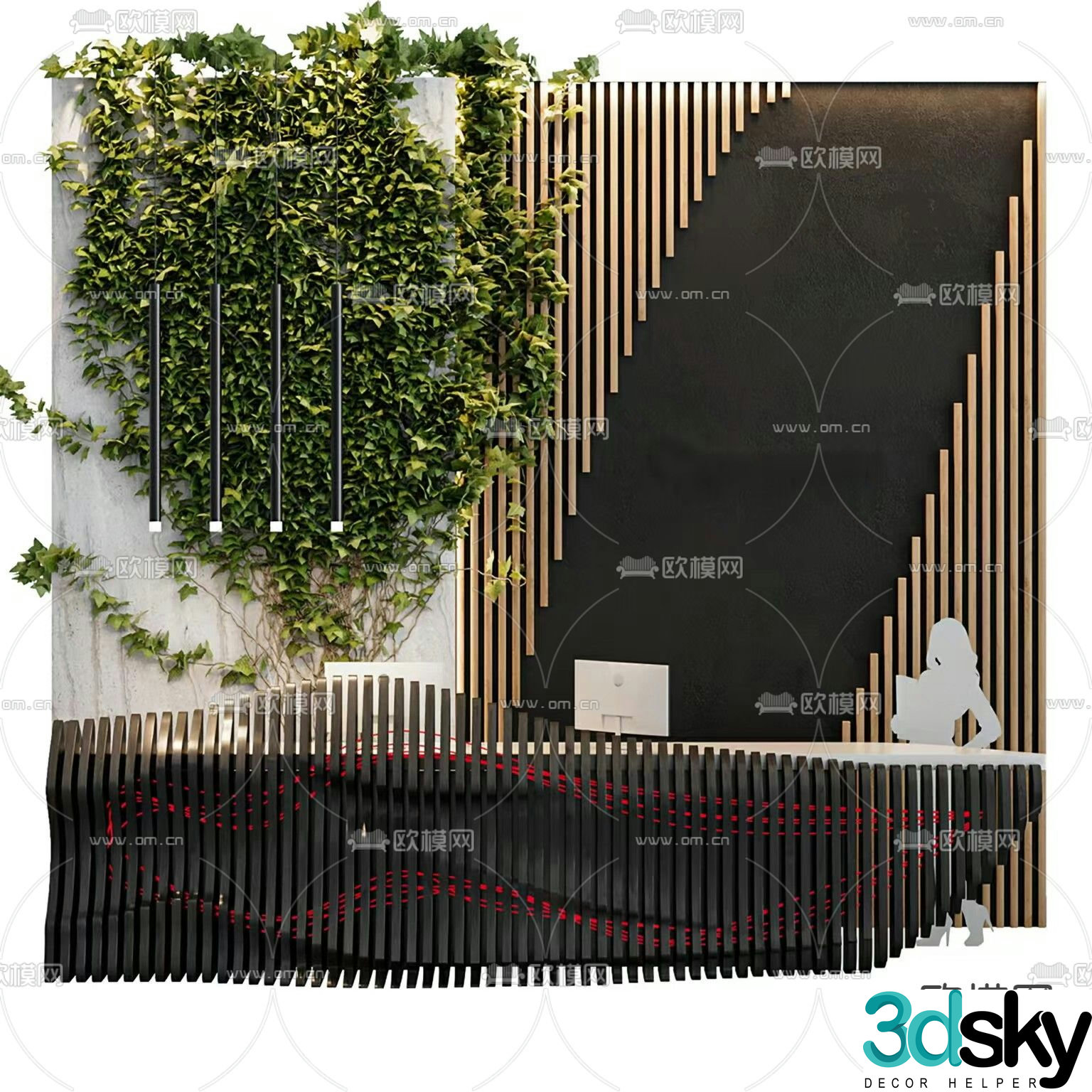 Modern front desk reception desk service desk 3d model