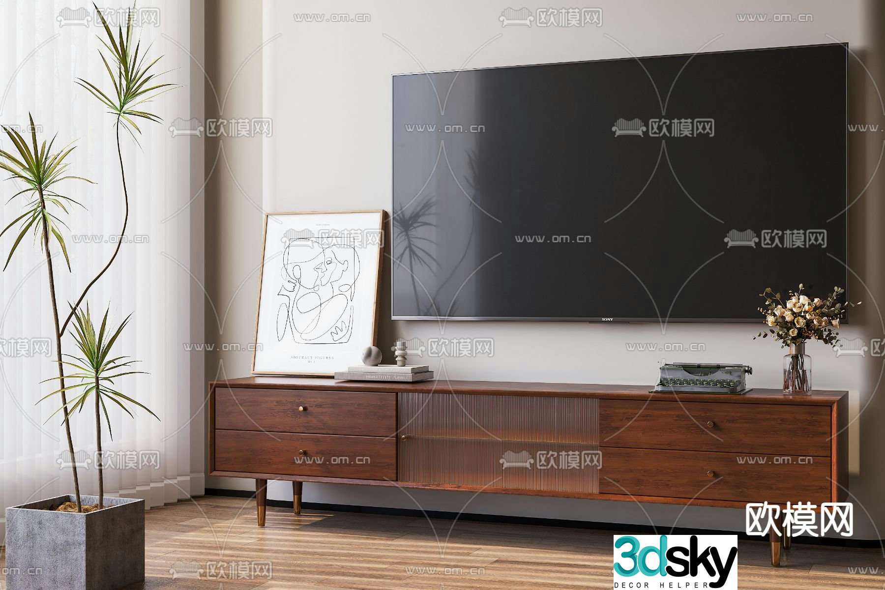 Medieval style TV cabinet 3D model