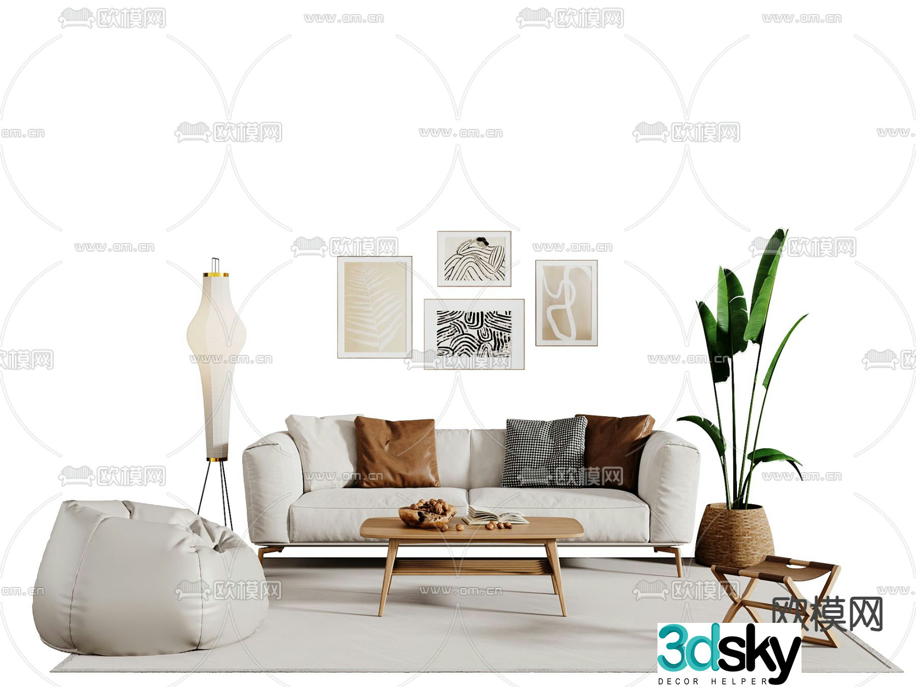 Japanese sectional sofa 3d model