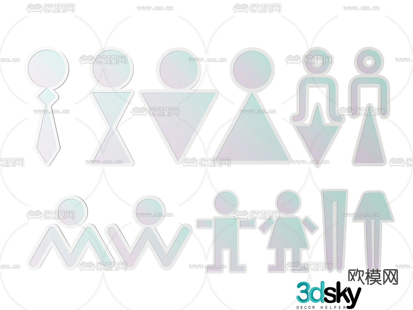 Public sign, public toilet sign, public toilet sign 3d model