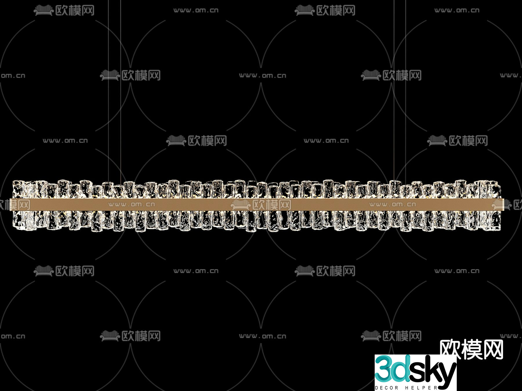 Light luxury chandelier straight chandelier crystal chandelier 3d model