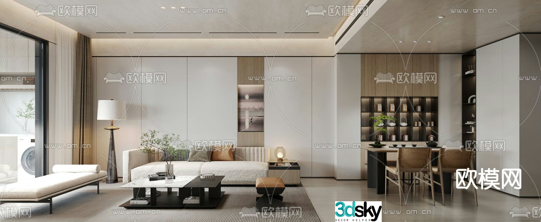 Modern living room tea room 3d model