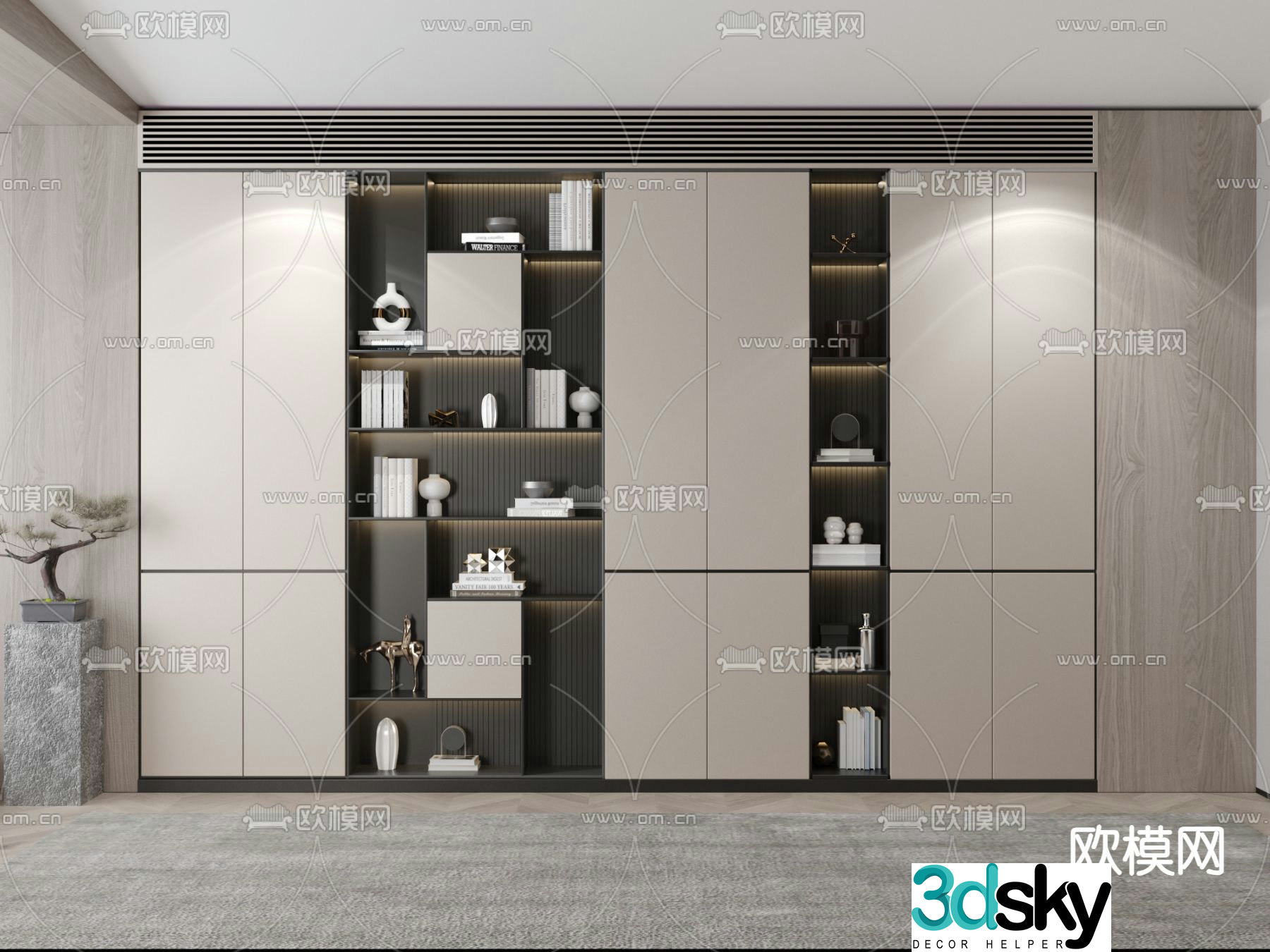 Modern decorative cabinet shelf 3d model