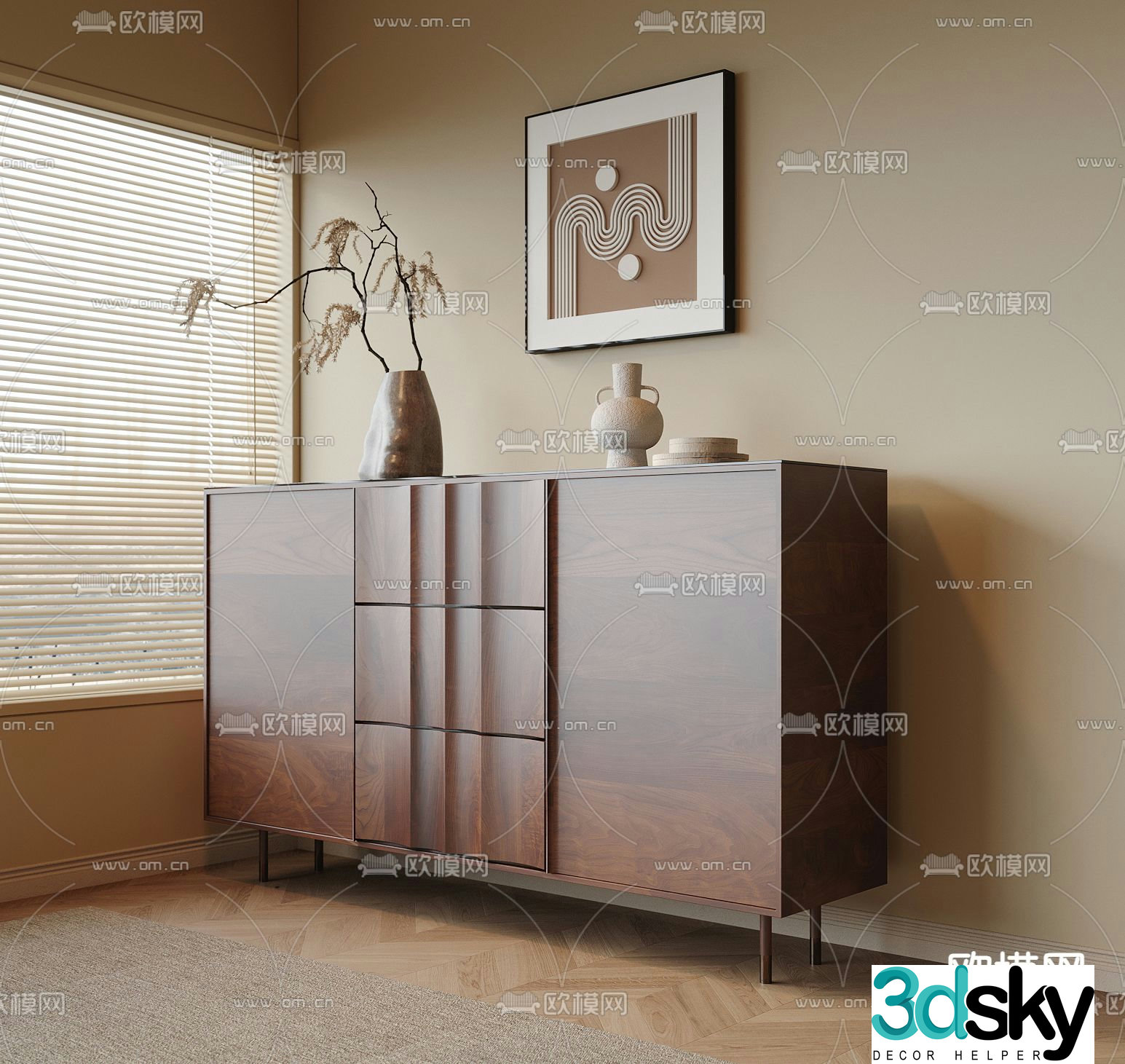 Medieval style end view cabinet entrance cabinet side cabinet 3D model