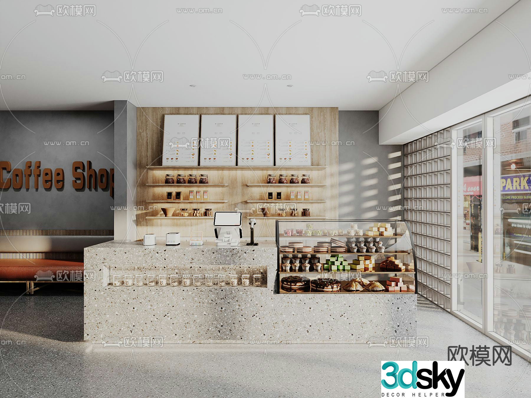 Modern coffee shop coffee counter 3d model