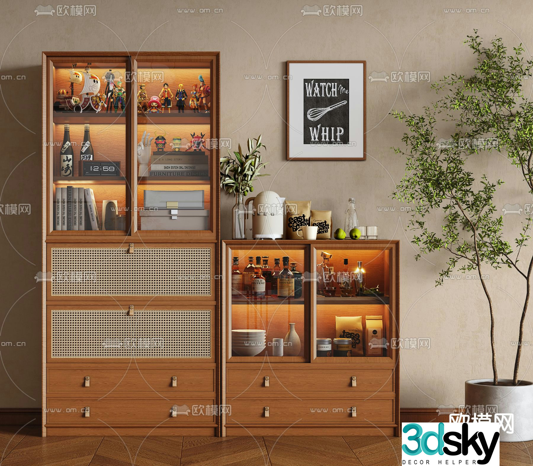 Medieval style wine cabinet and sideboard 3D model