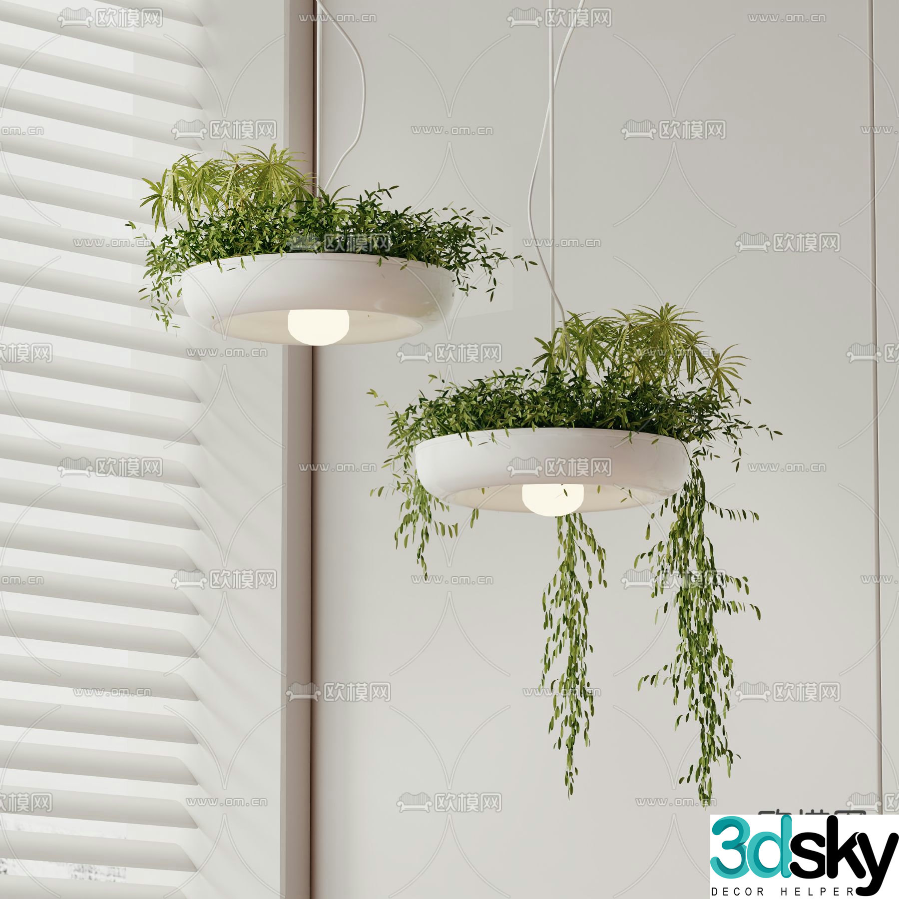 plant chandelier decorative lamp hanging plant 3d model