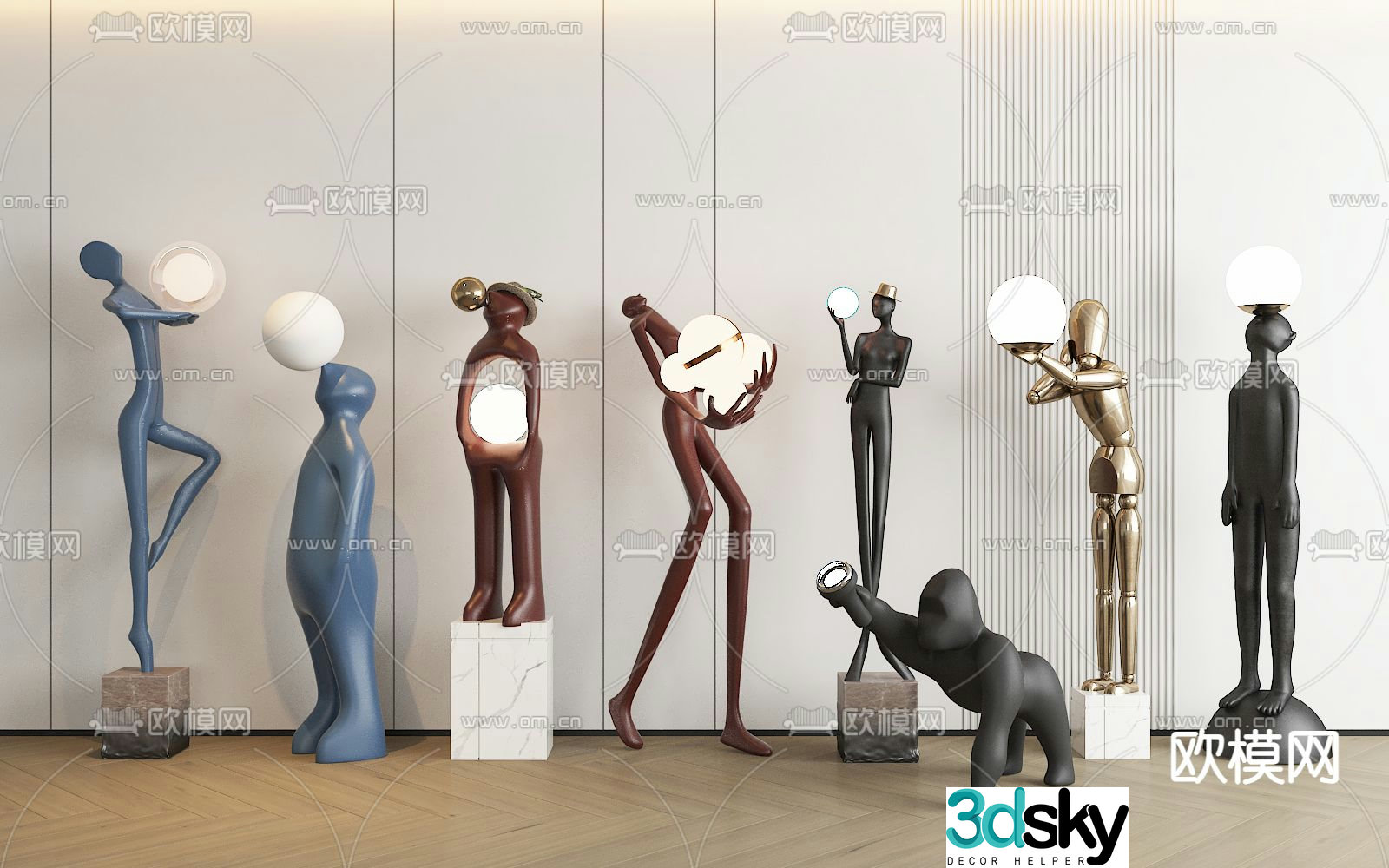 Humanoid sculpture Floor lamp 3d model