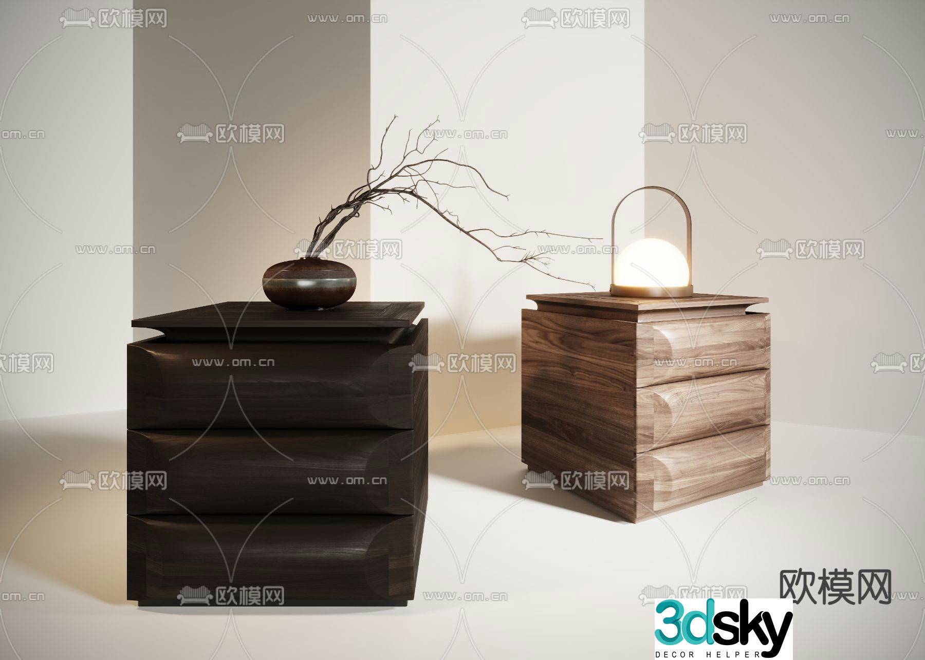 wabi-sabi bedside table 3d model