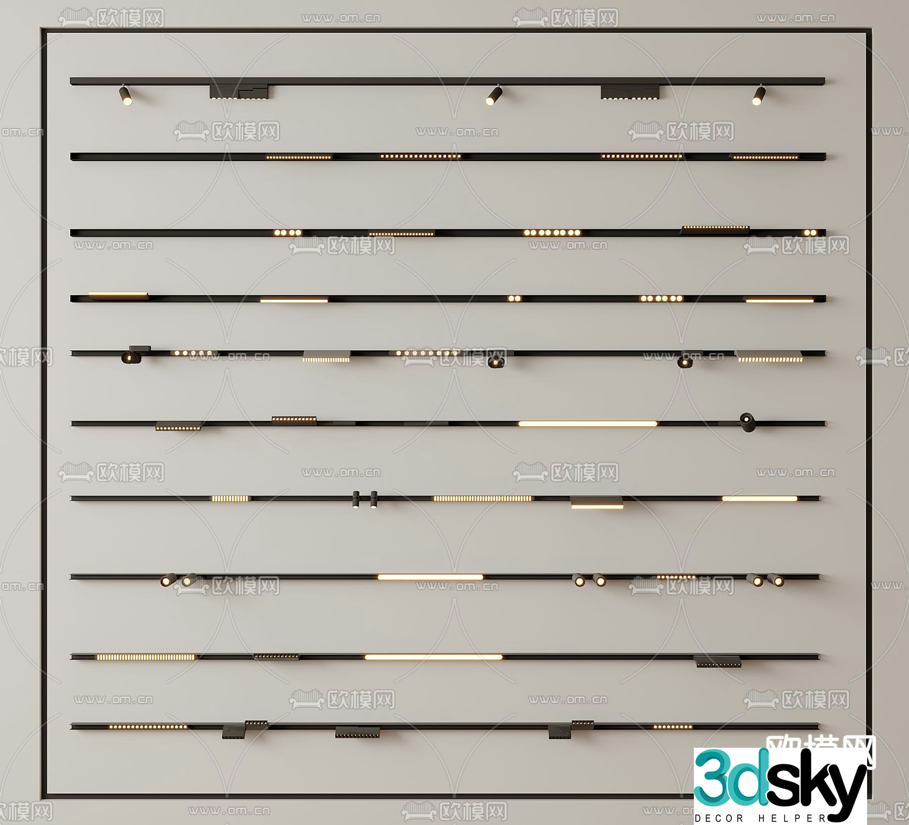 Track spotlight embedded magnetic lamp linear lamp steering spotlight downlight bold lamp 3D model