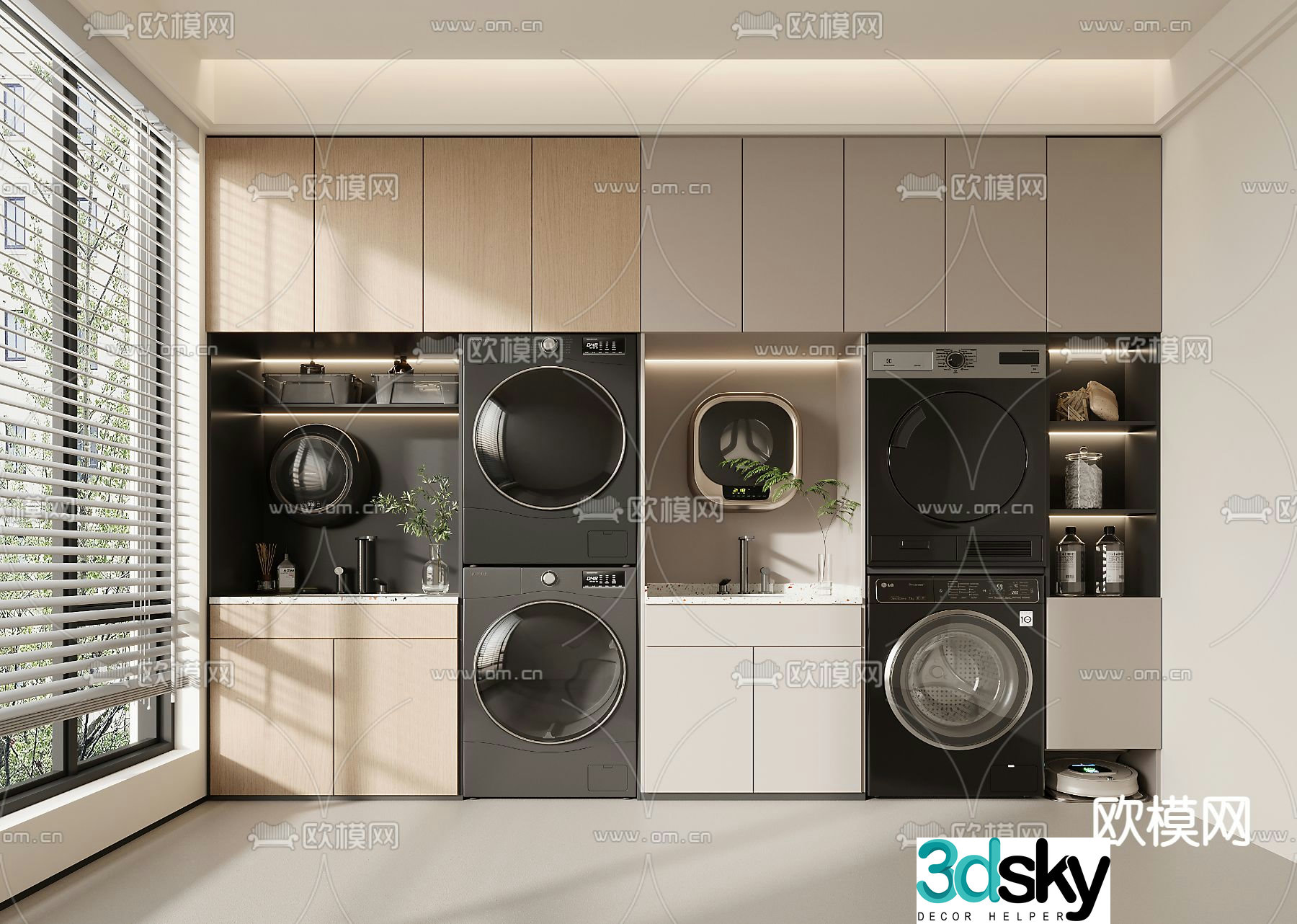 Washing machine cabinet balcony cabinet 3d model