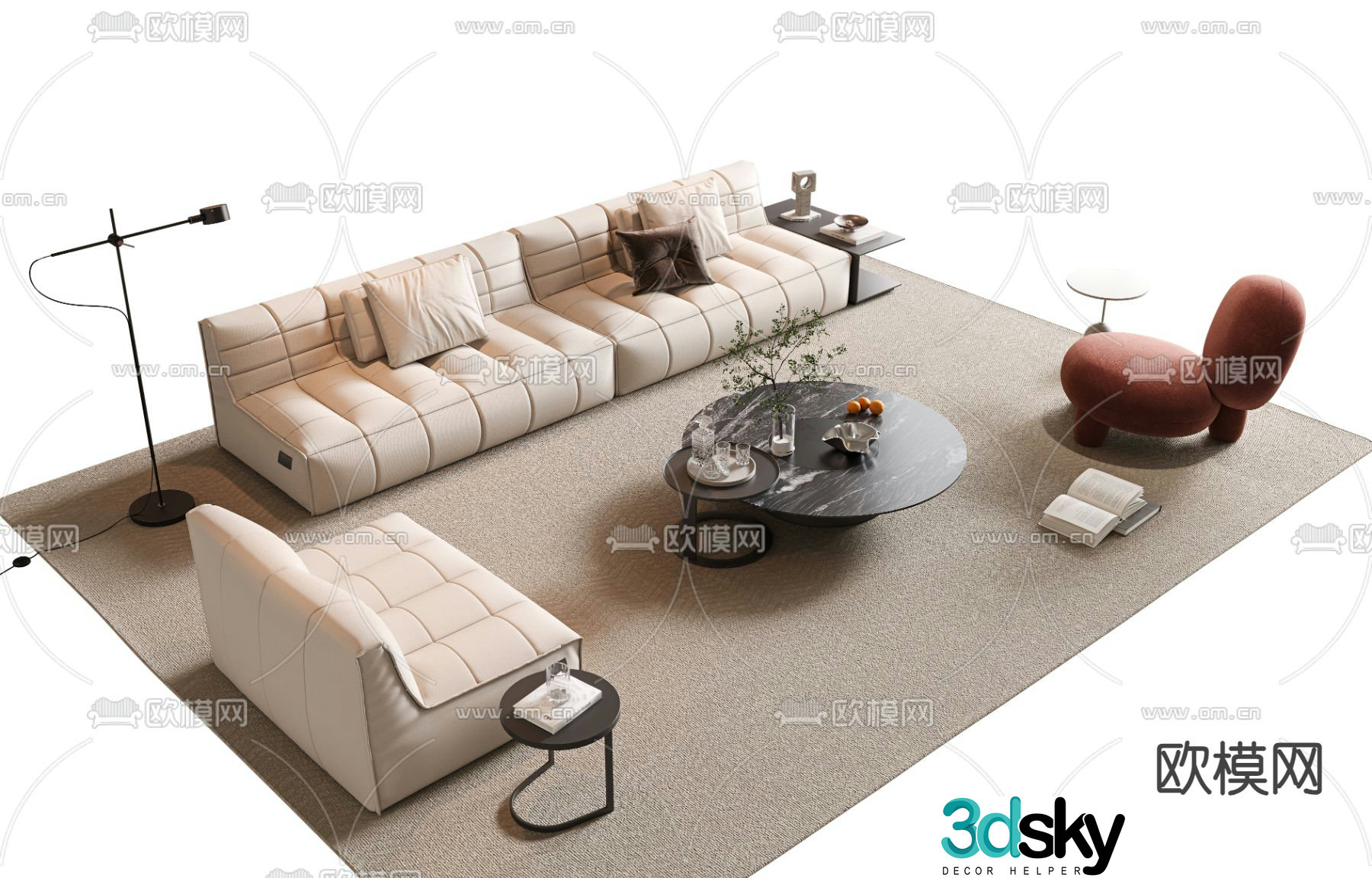 Modern sectional sofa 3d model