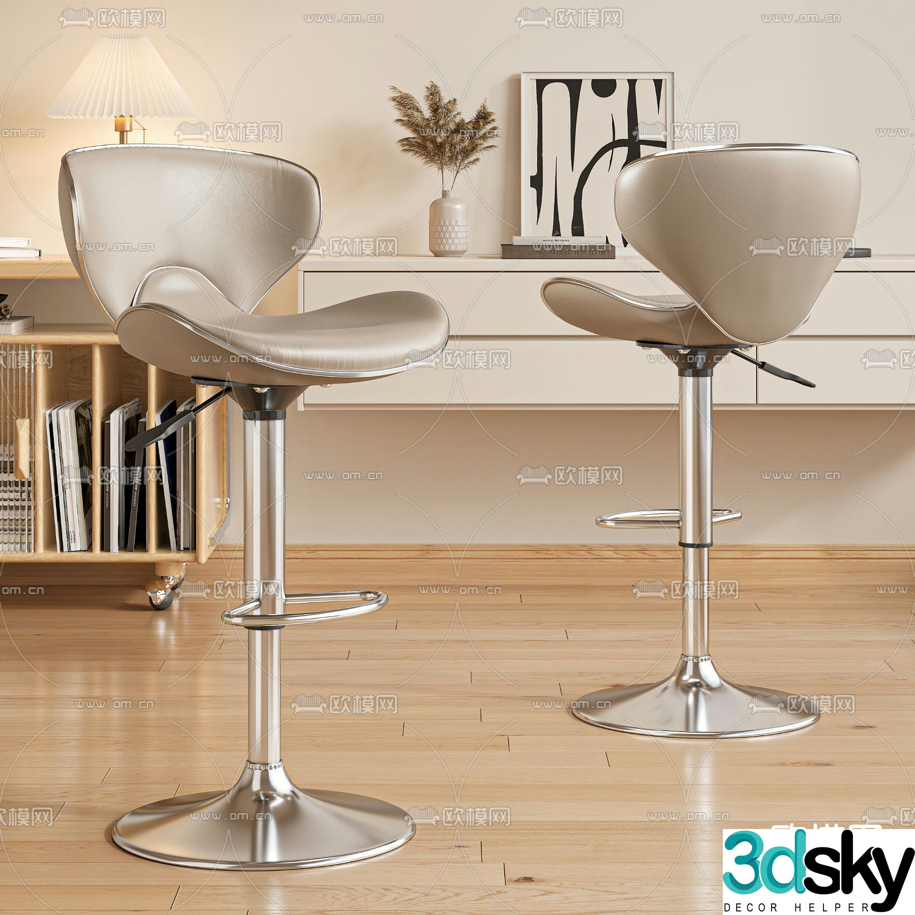 Light luxury bar chair bar stool high stool 3D model