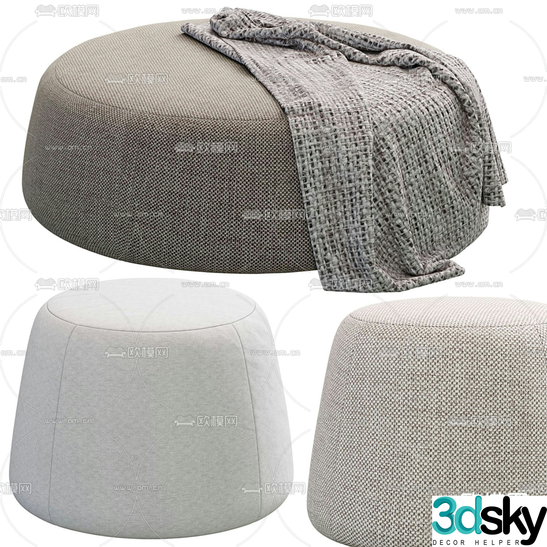 Stool sofa stool round stool low stool 3d model