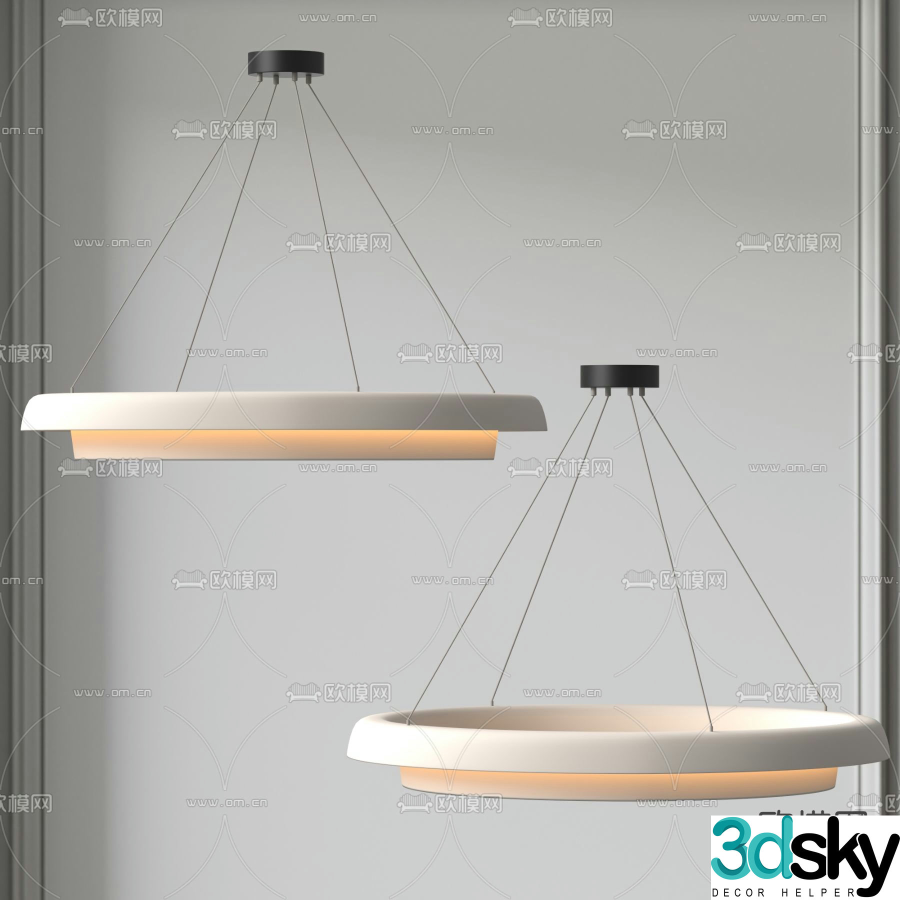 Cream style chandelier ring chandelier 3d model