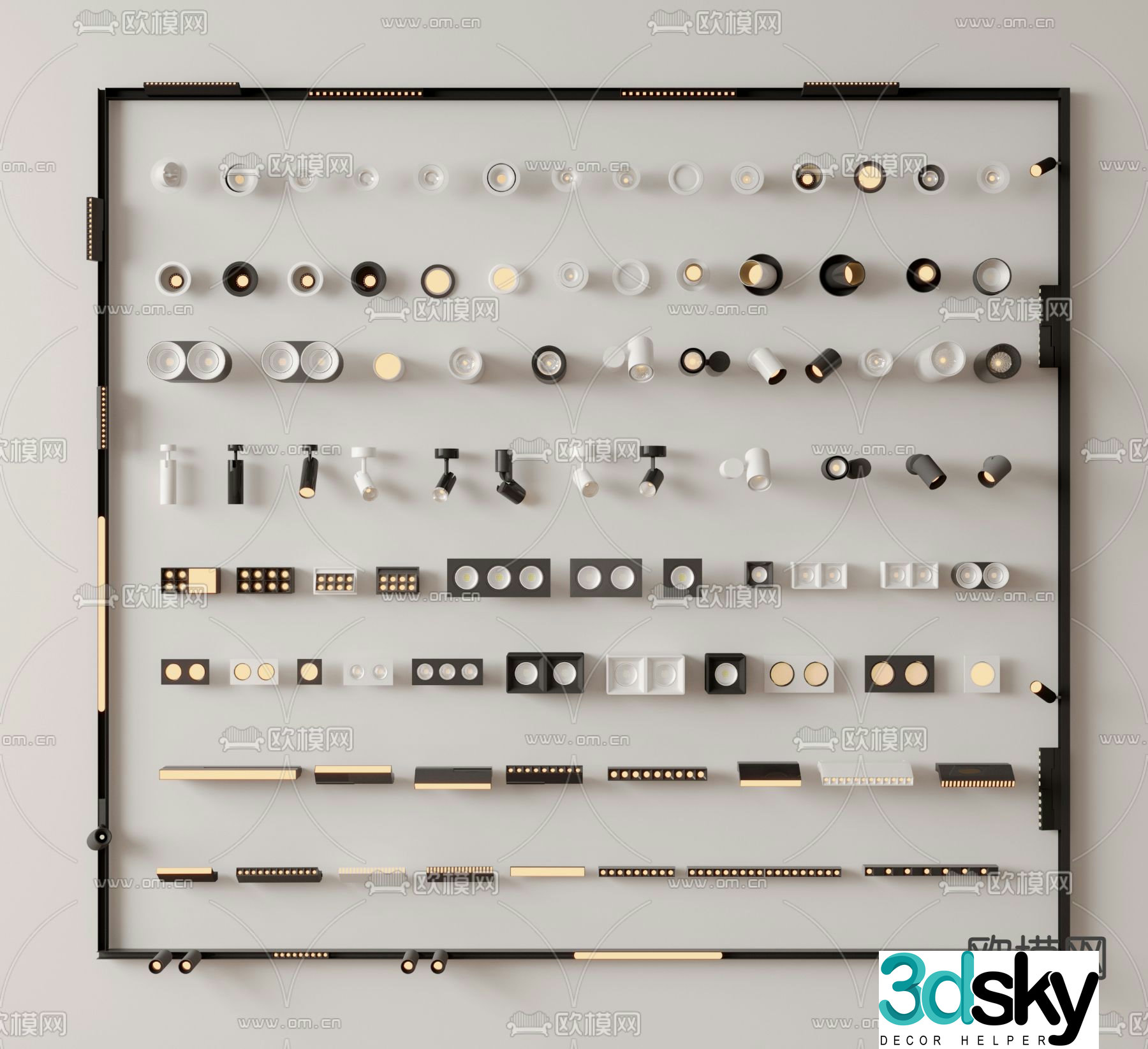 Track spotlight embedded magnetic light linear light turning spotlight downlight bold light 3D model