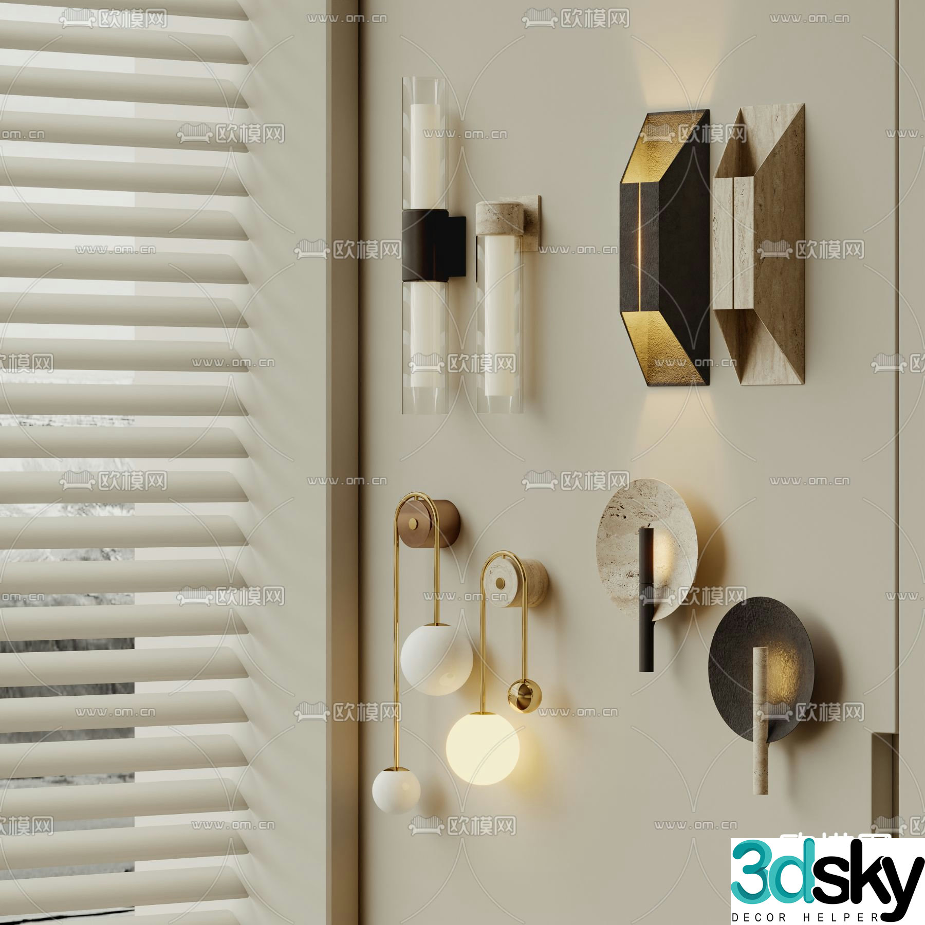 Wabi-sabi wall lamp metal wall lamp 3d model
