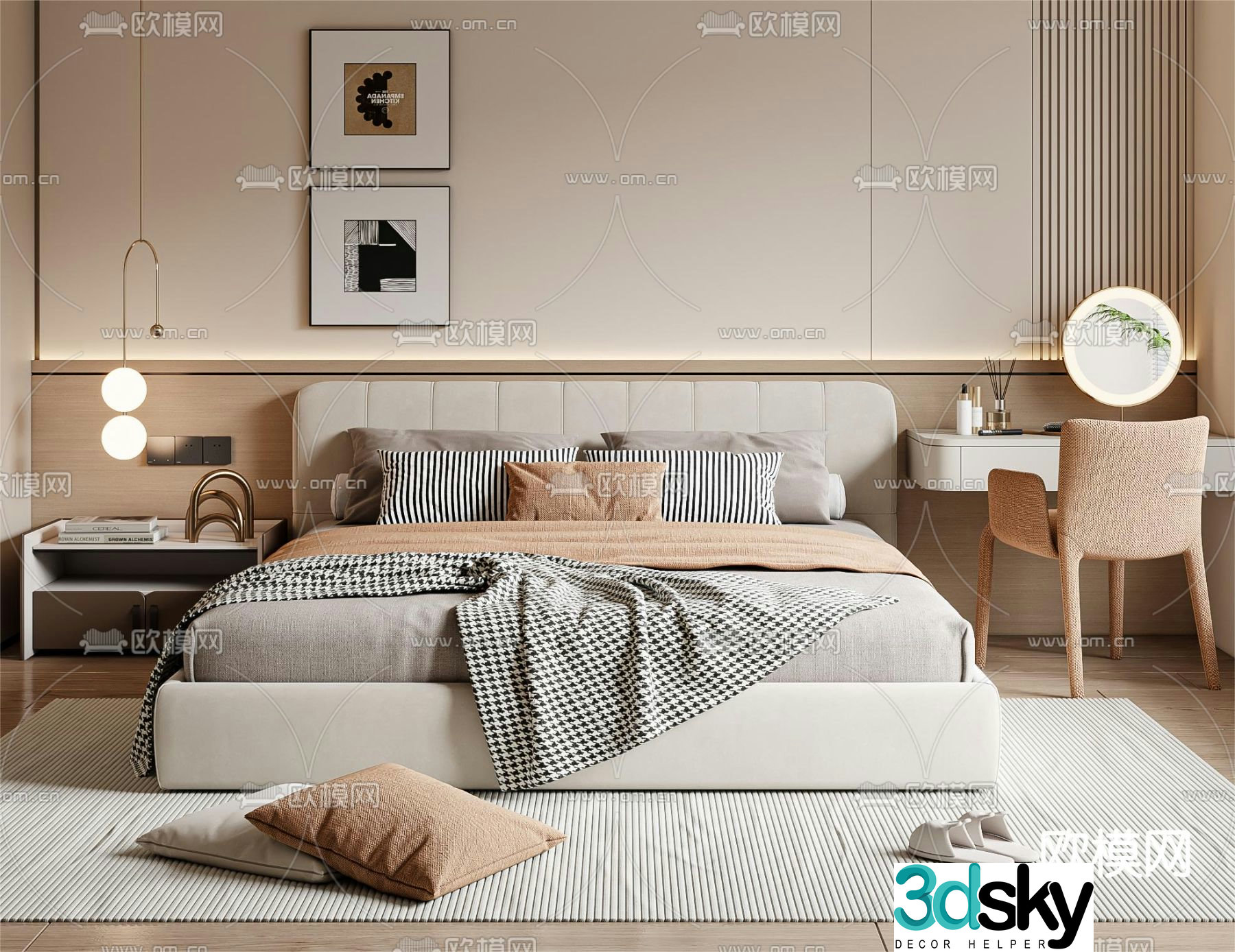 Modern double bed 3d model