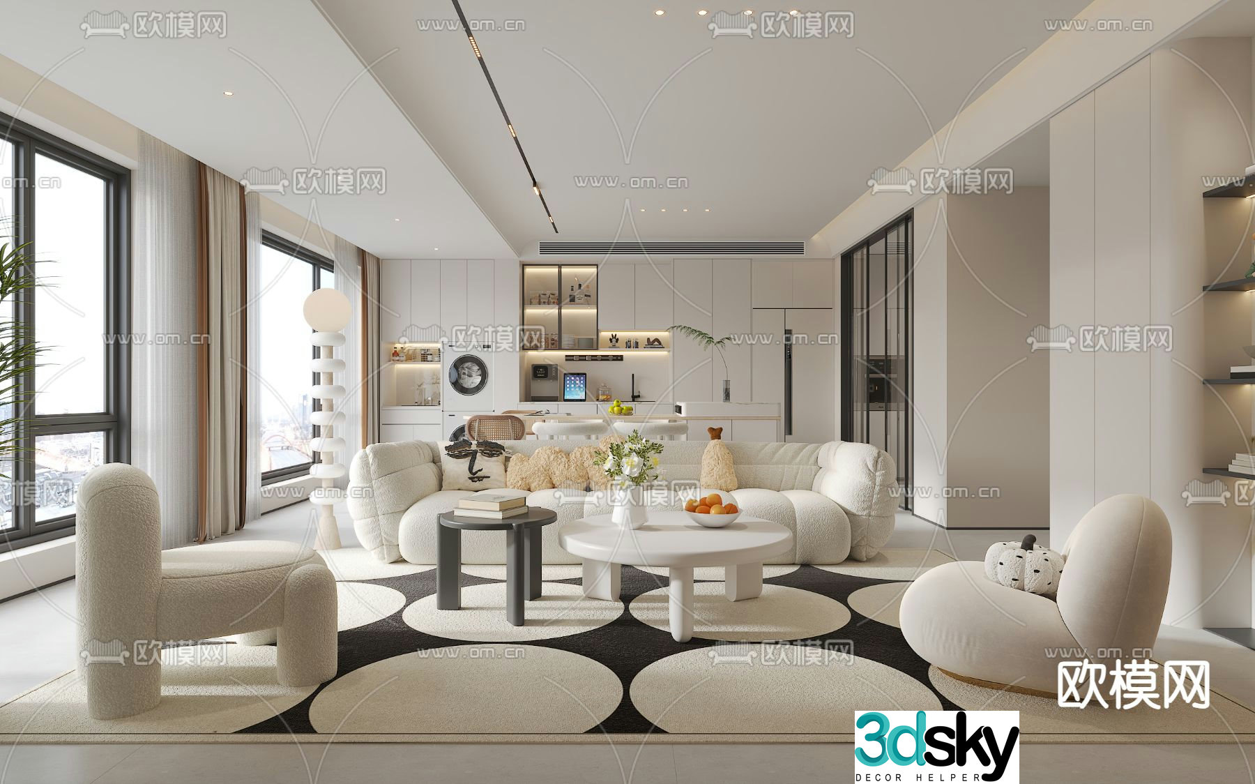 Creamy Style Restaurant 3D Model