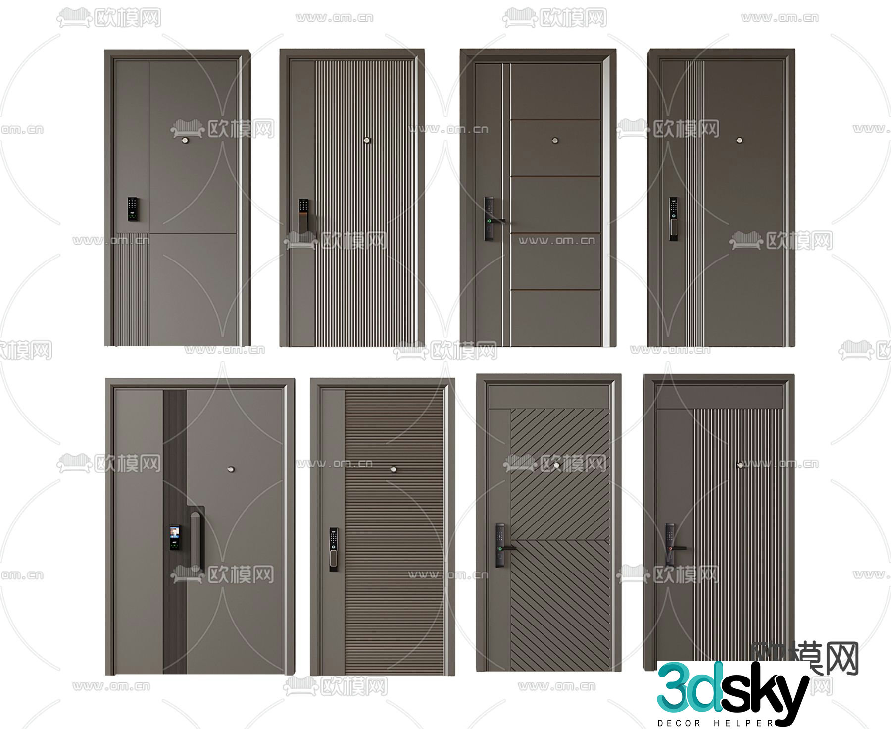 Entry door security door double door password door 3D model
